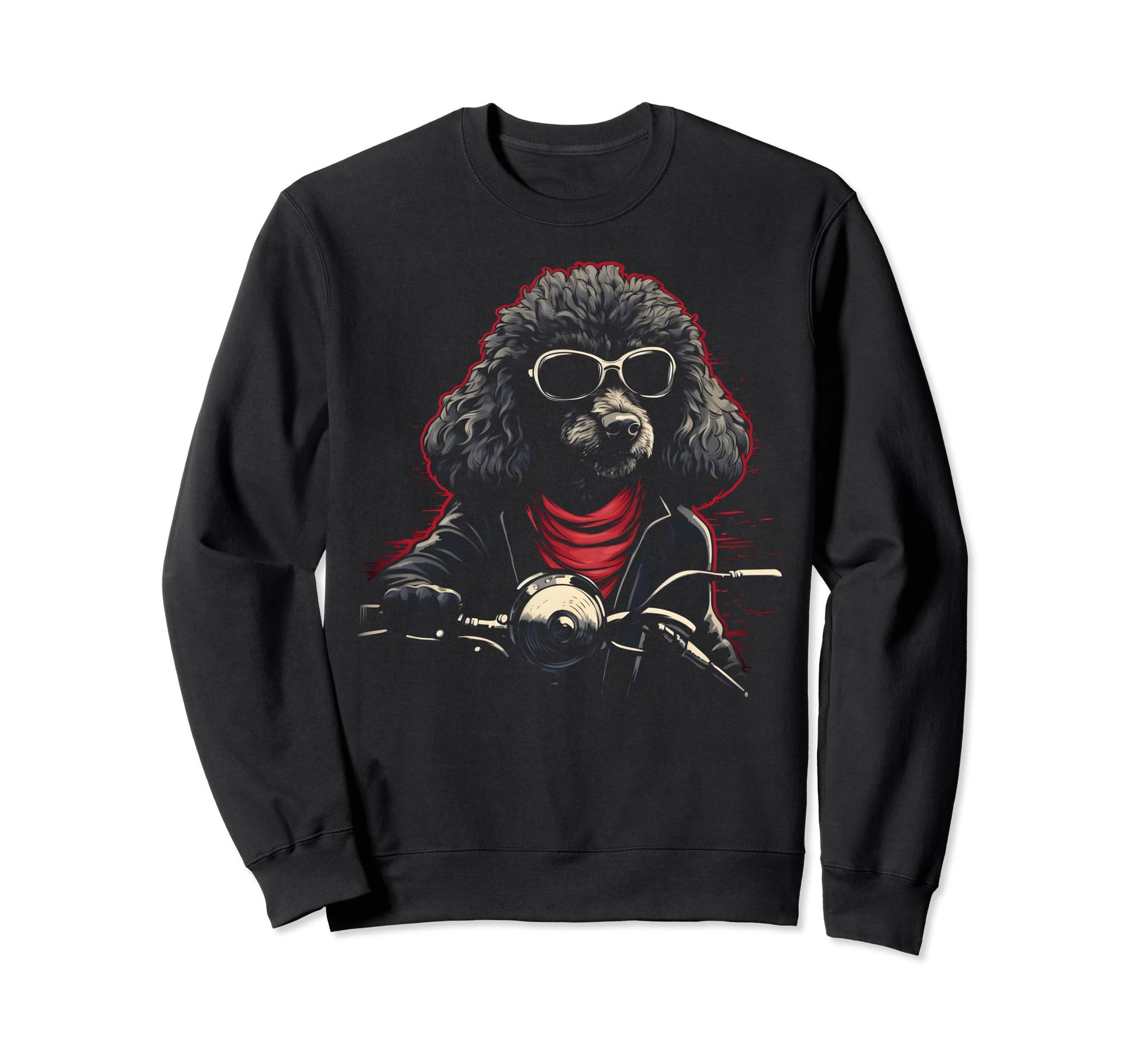 Motorcycle Dad Biker Dog Poodle Sweatshirt - Streetwear Style for Adults - T-Shirt, Sweatshirt, Hoodie