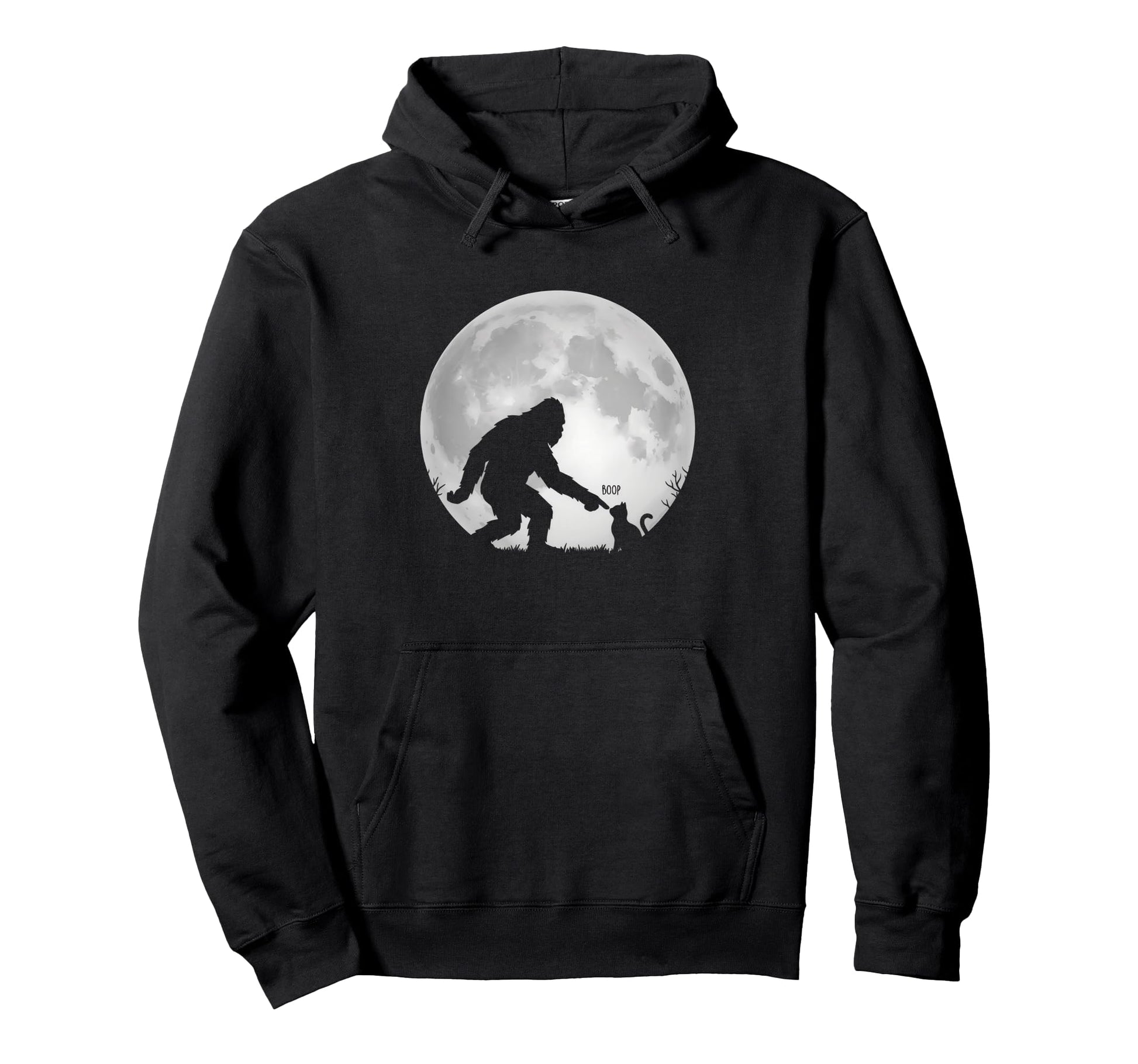 Bigfoot Boop Cat Nose Full Moon Funny Hoodie - Aesthetic Graphic Unisex - T-Shirt, Sweatshirt, Hoodie