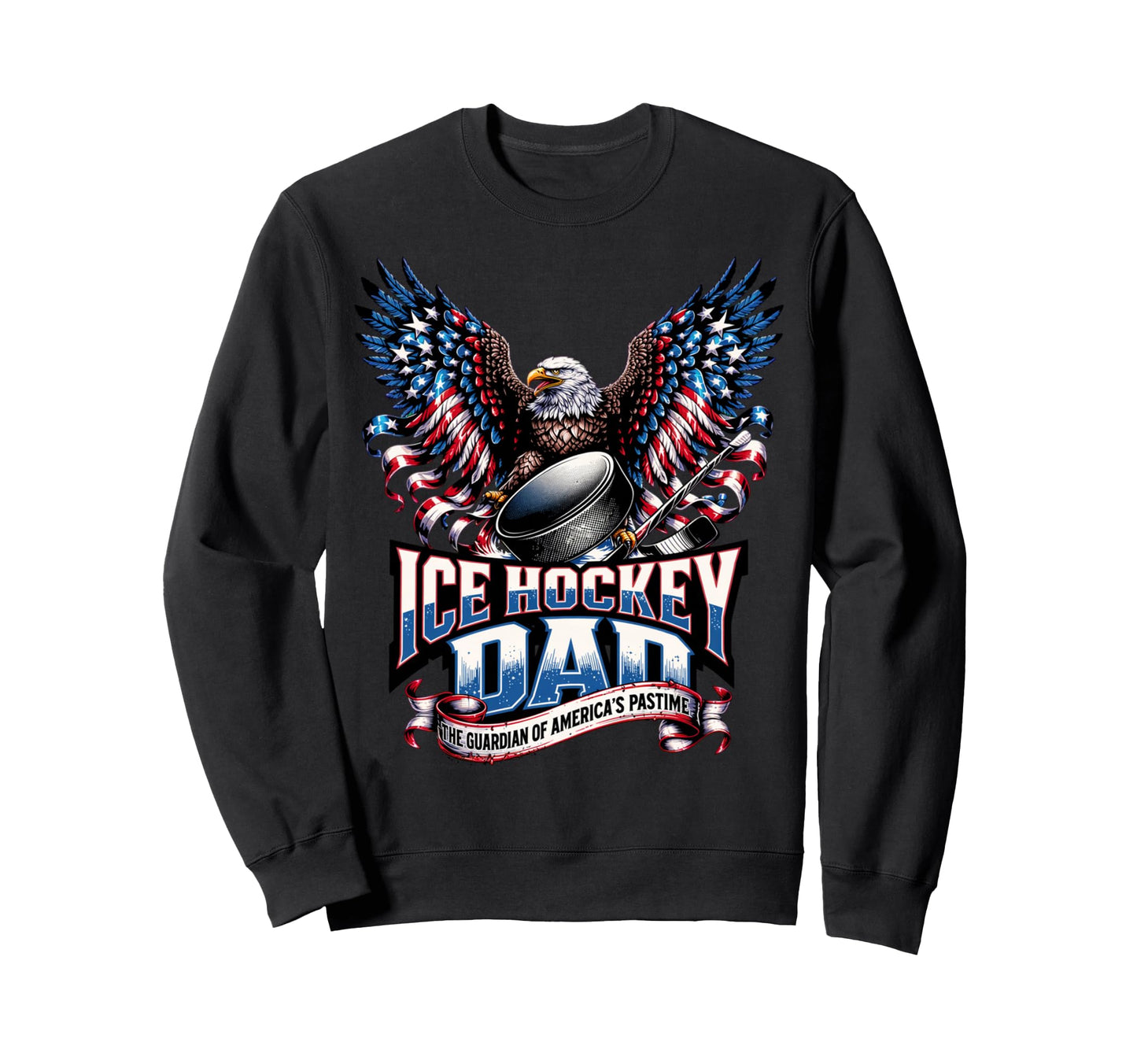 Ice Hockey Dad American Flag Ice Sweatshirt - Fun Novelty Design Men Women - T-Shirt, Sweatshirt, Hoodie