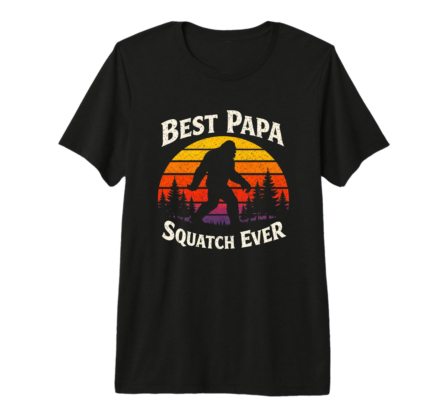 Best Papa Squatch Ever Sunset Bigfoot T-Shirt - Minimalist Print Men Women - T-Shirt, Sweatshirt, Hoodie