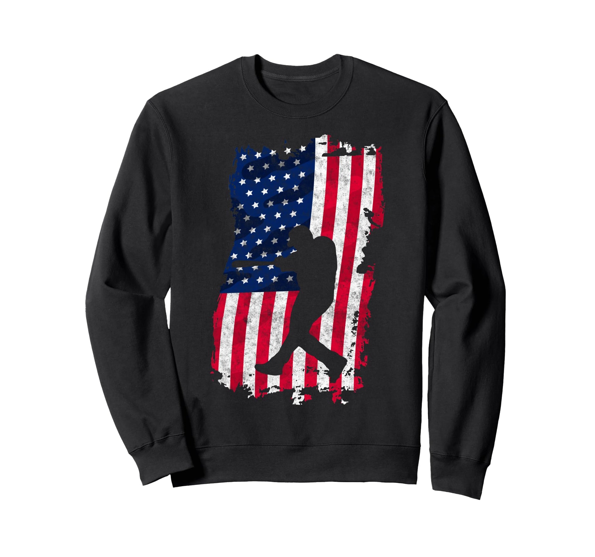 Baseball Us Flag Baseball Sweatshirt - Casual Everyday Wear Men Women - T-Shirt, Sweatshirt, Hoodie