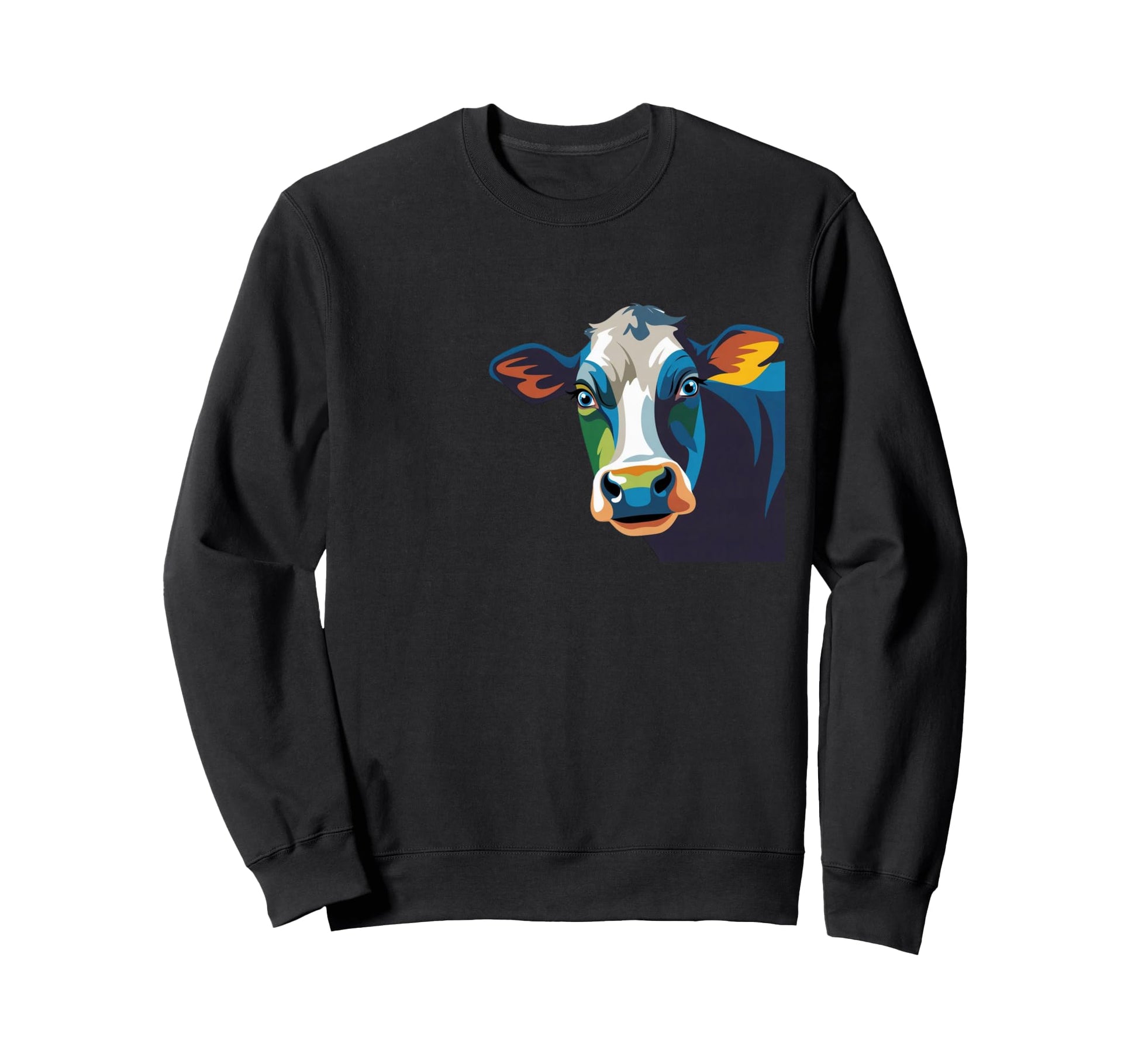 Colorful Peeking Cow Face Farm Sweatshirt - Minimalist Print for Adults - T-Shirt, Sweatshirt, Hoodie