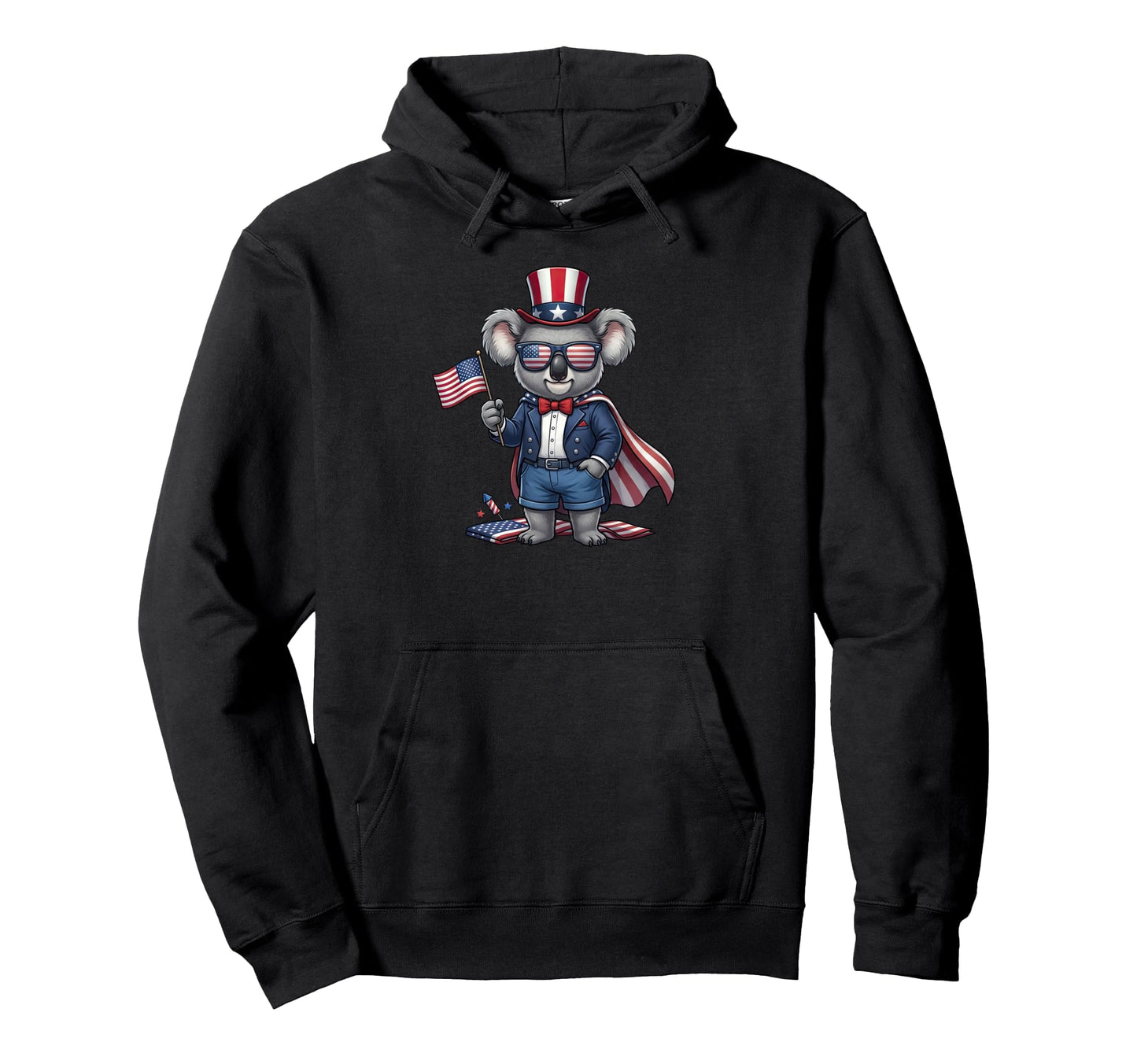 Funny Koala American Usa Flag Memorial Hoodie - Novelty Apparel Men Women - T-Shirt, Sweatshirt, Hoodie