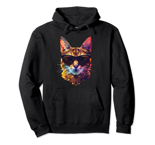 Cat Dad Mom Sunglasses Bengal Hoodie - Novelty Apparel for Adults - T-Shirt, Sweatshirt, Hoodie