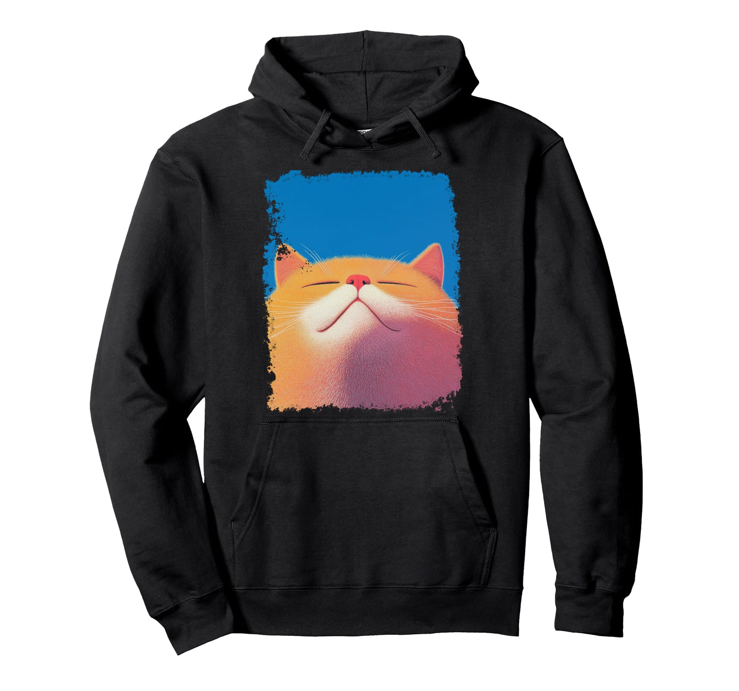 Pop Art Orange Ginger Cat Blue Hoodie - Aesthetic Graphic Unisex - T-Shirt, Sweatshirt, Hoodie