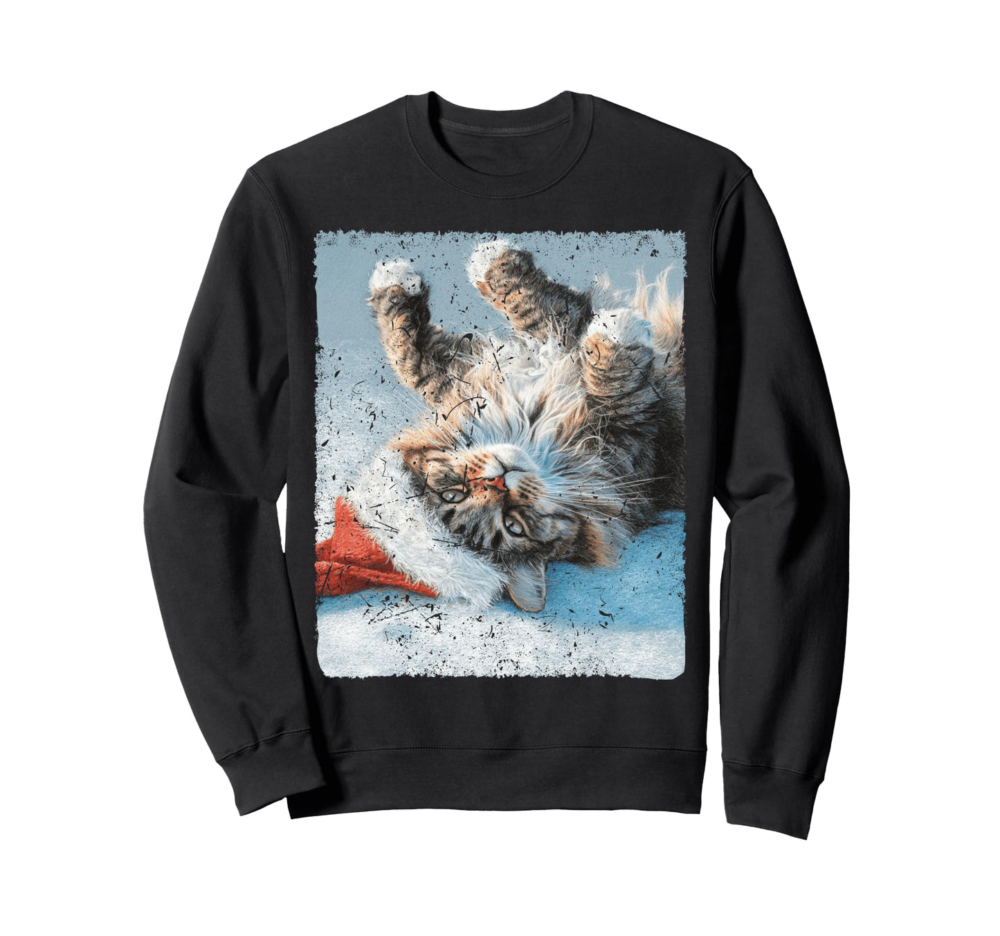 Pop Art Maine Coon Cat Winter Sweatshirt - Fun Novelty Design Men Women - T-Shirt, Sweatshirt, Hoodie