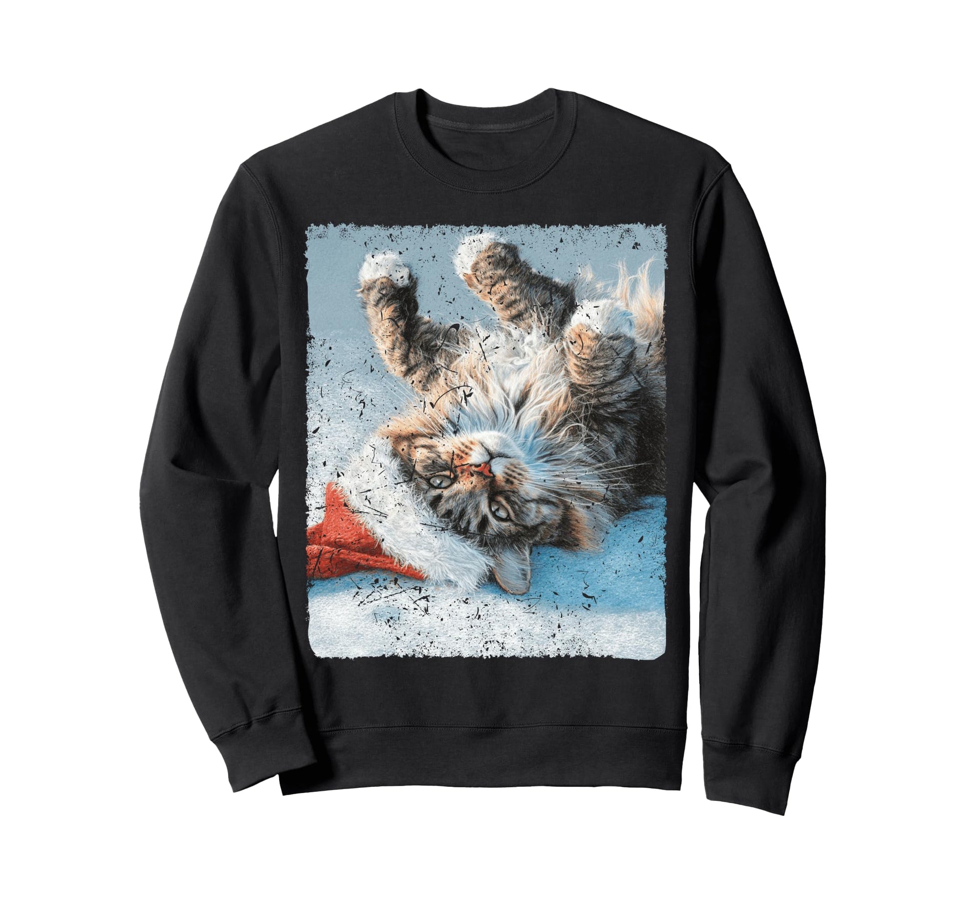 Pop Art Maine Coon Cat Winter Sweatshirt - Fun Novelty Design Men Women - T-Shirt, Sweatshirt, Hoodie