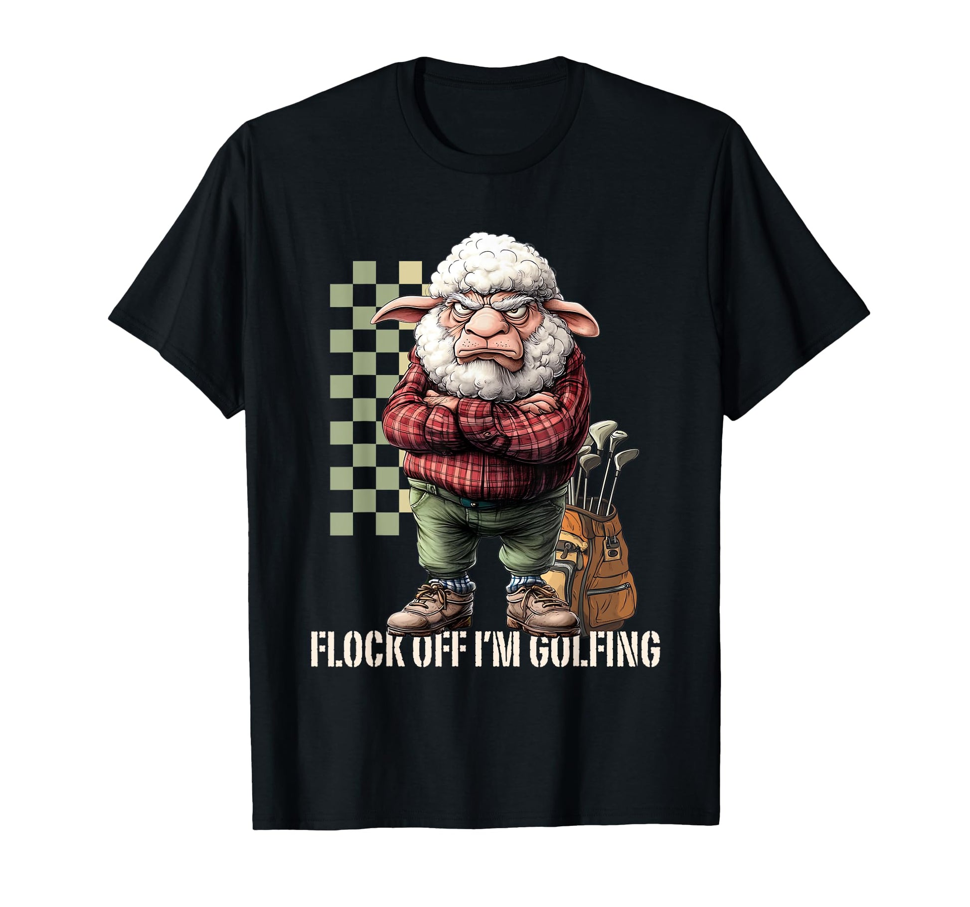Grumpy Sheep Golfing Golf Lover T-Shirt - Casual Everyday Wear Men Women - T-Shirt, Sweatshirt, Hoodie