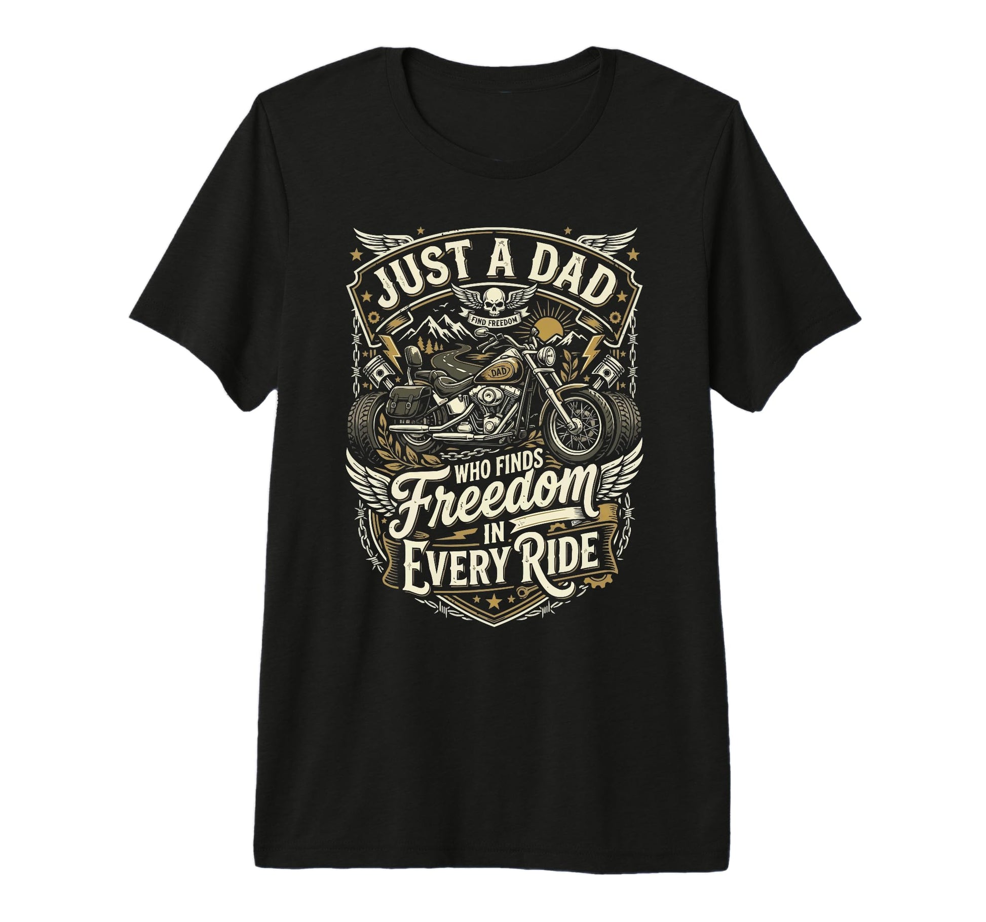 Mens Motorcycle Dad Motorcyle Rider T-Shirt - Custom Art Print Men Women - T-Shirt, Sweatshirt, Hoodie