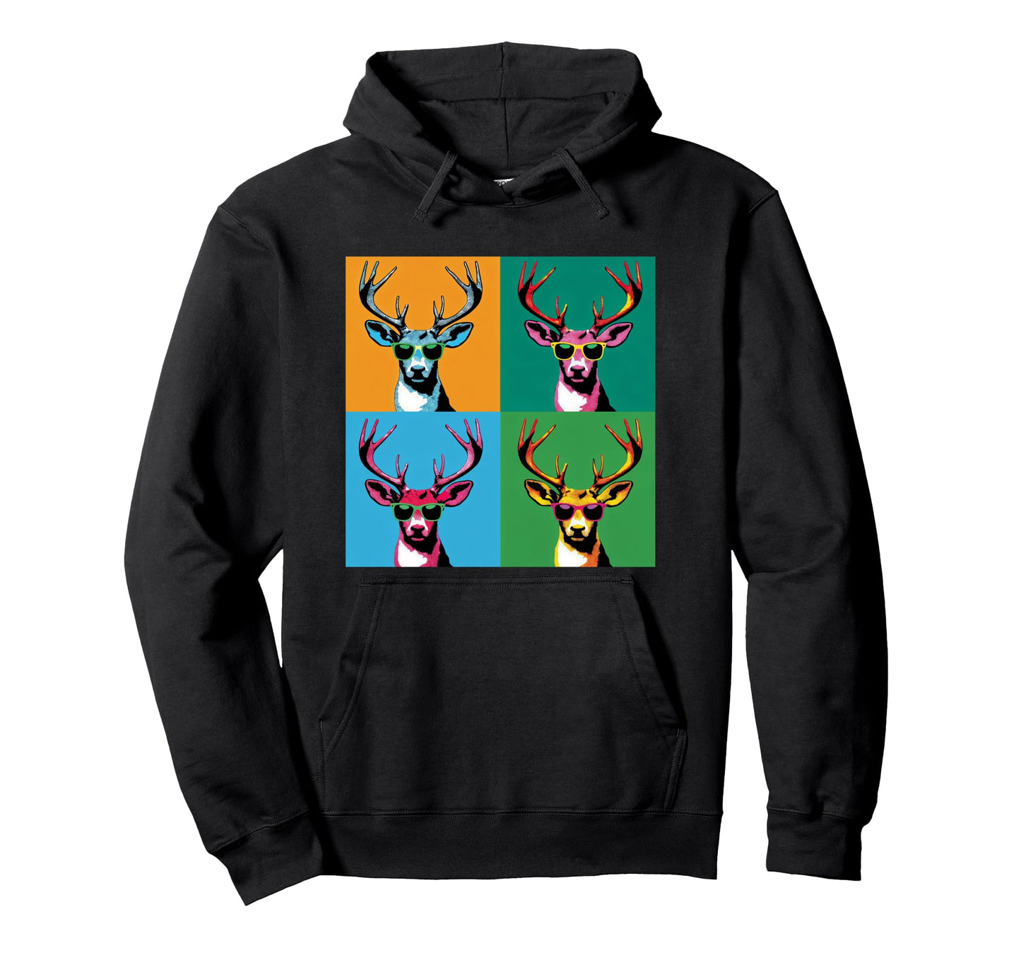 2024 Pop Art Colored Reindeer Hoodie - Fun Novelty Design for Adults - T-Shirt, Sweatshirt, Hoodie