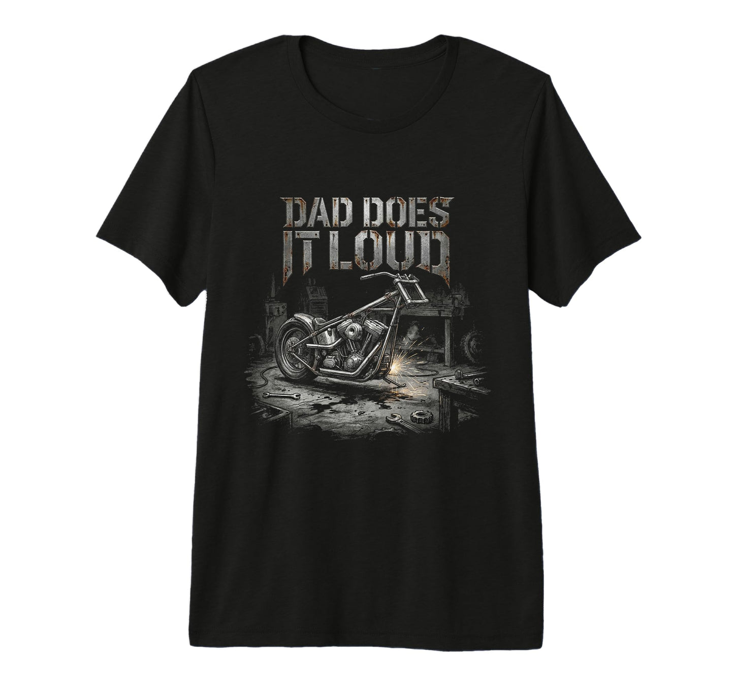 Mens Garage Motorcycle Papa Rider T-Shirt - Fun Novelty Design for Adults - T-Shirt, Sweatshirt, Hoodie