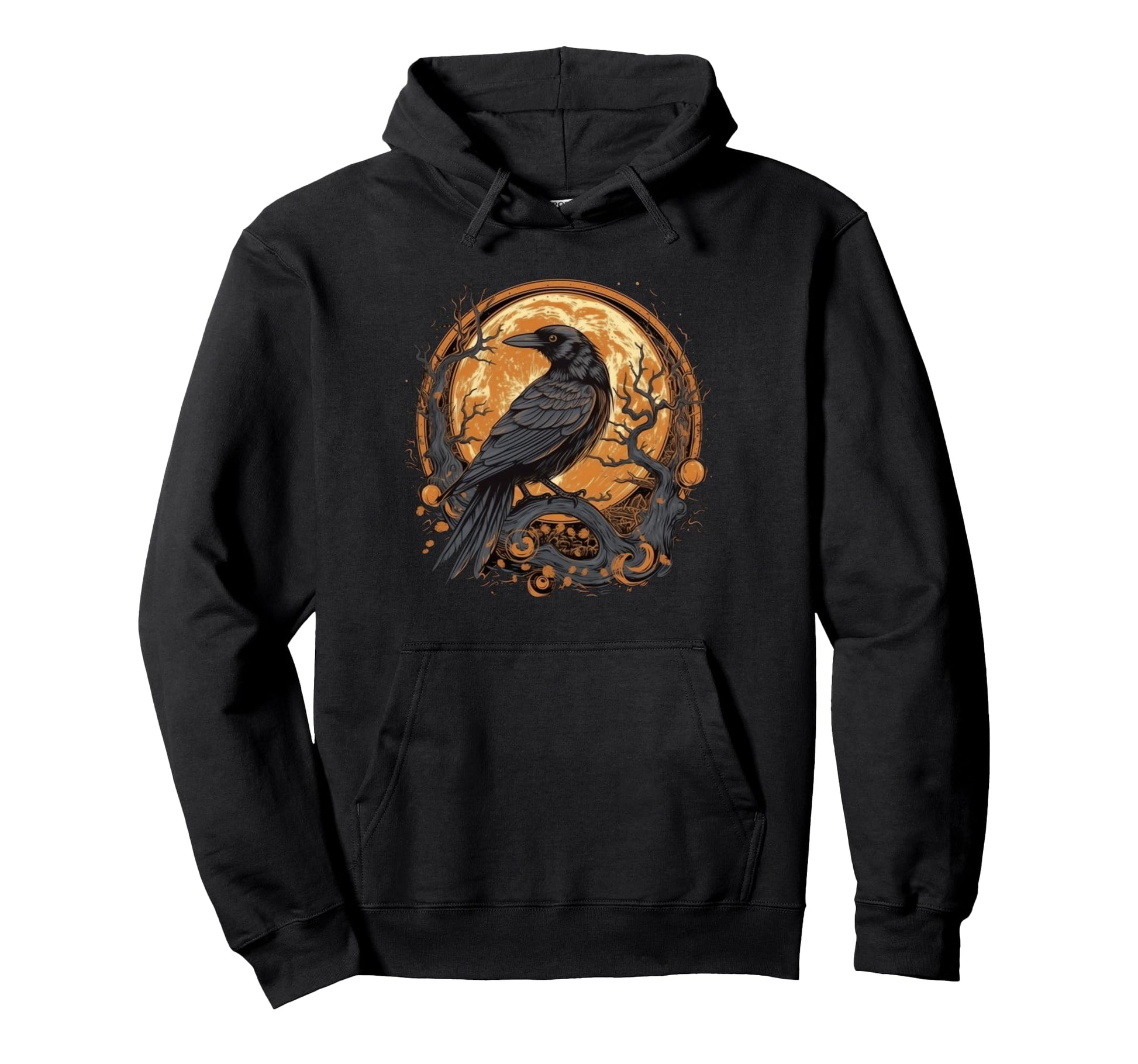 Raven Crow Moon Celtic Nordic Mystic Hoodie - Custom Art Print for Adults - T-Shirt, Sweatshirt, Hoodie