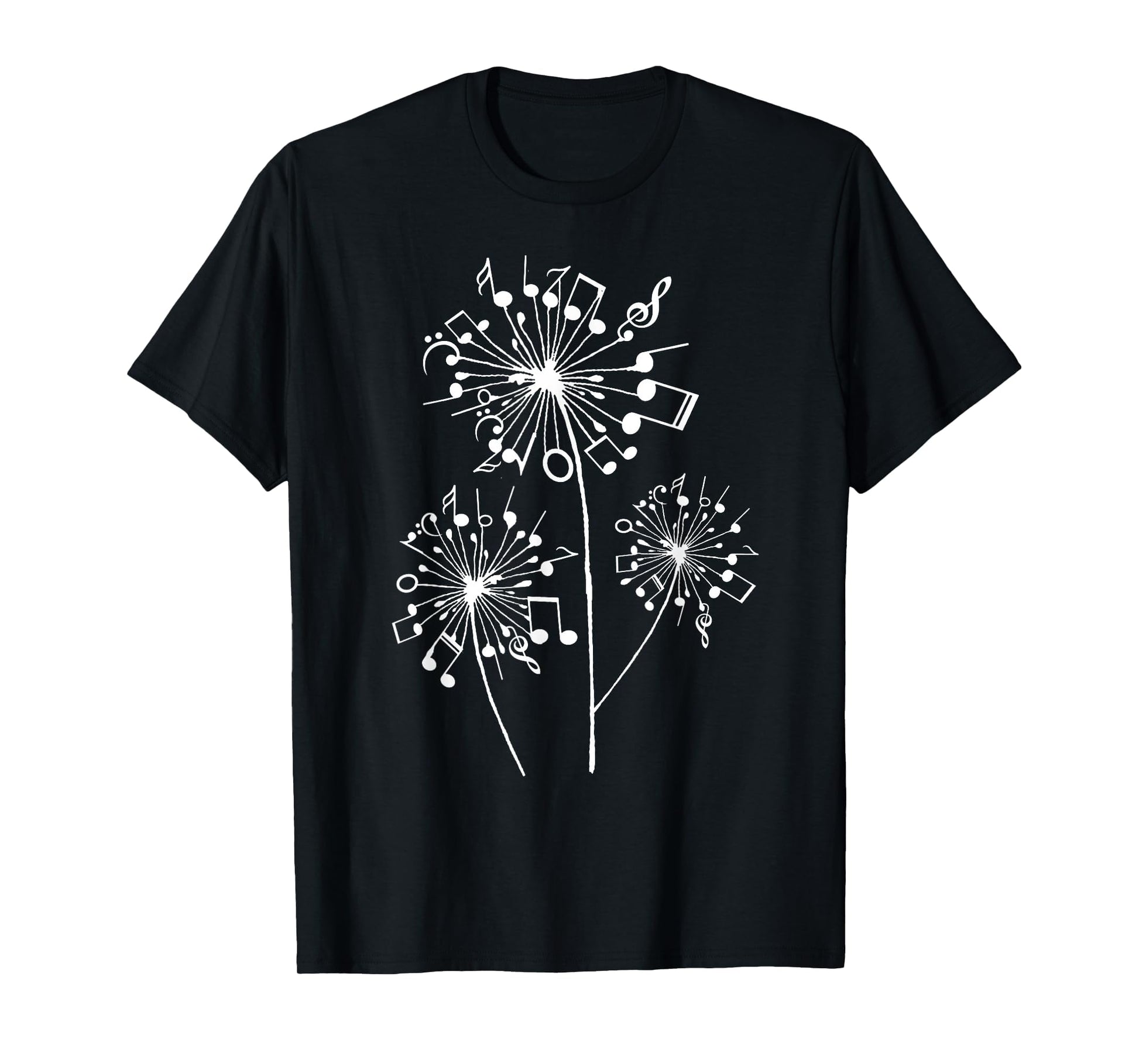 Funny Music Notes Gift Dandelion Flower T-Shirt - Custom Art Print Unisex - T-Shirt, Sweatshirt, Hoodie