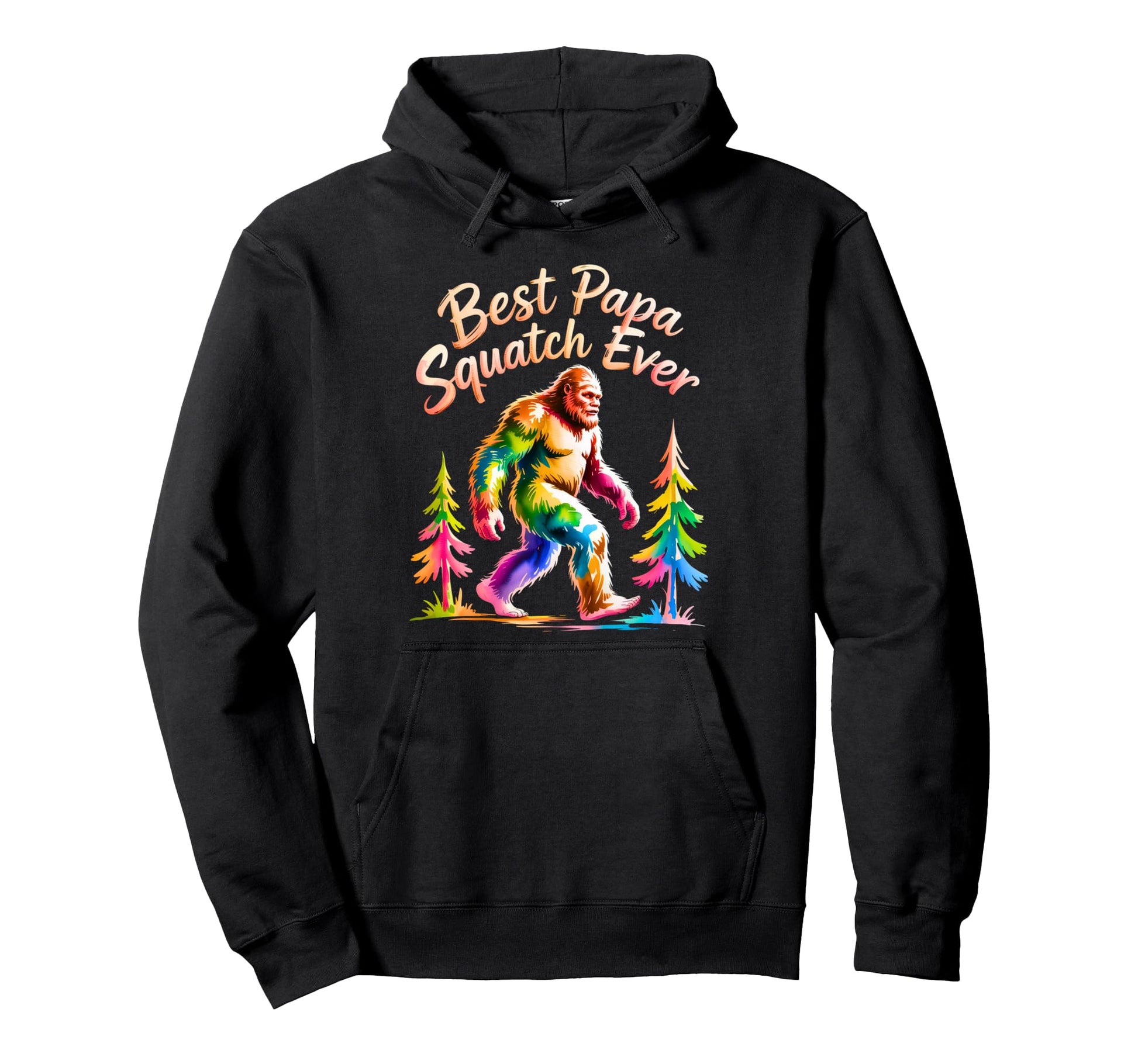 Bigfoot Dad Watercolor Best Papa Hoodie - Custom Art Print for Adults - T-Shirt, Sweatshirt, Hoodie