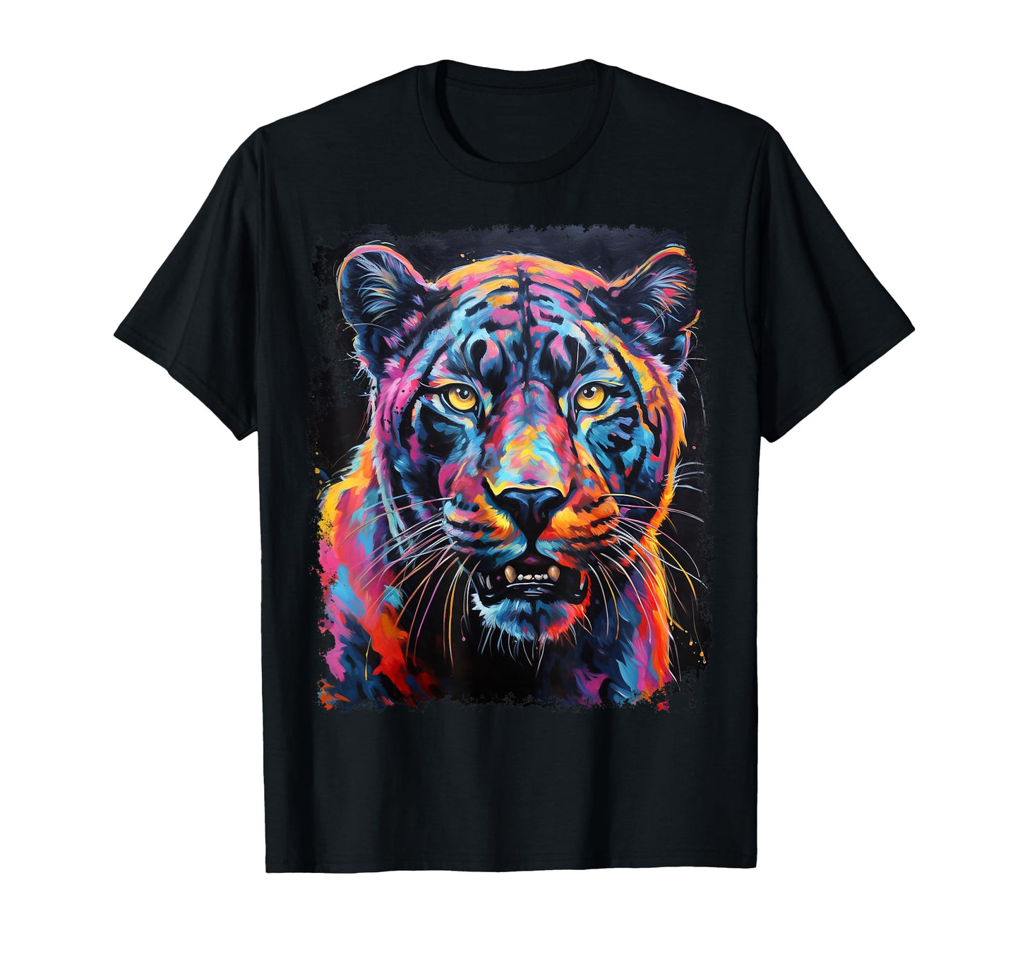 Pop Art Rainbow Panther Black T-Shirt - Aesthetic Graphic Unisex - T-Shirt, Sweatshirt, Hoodie