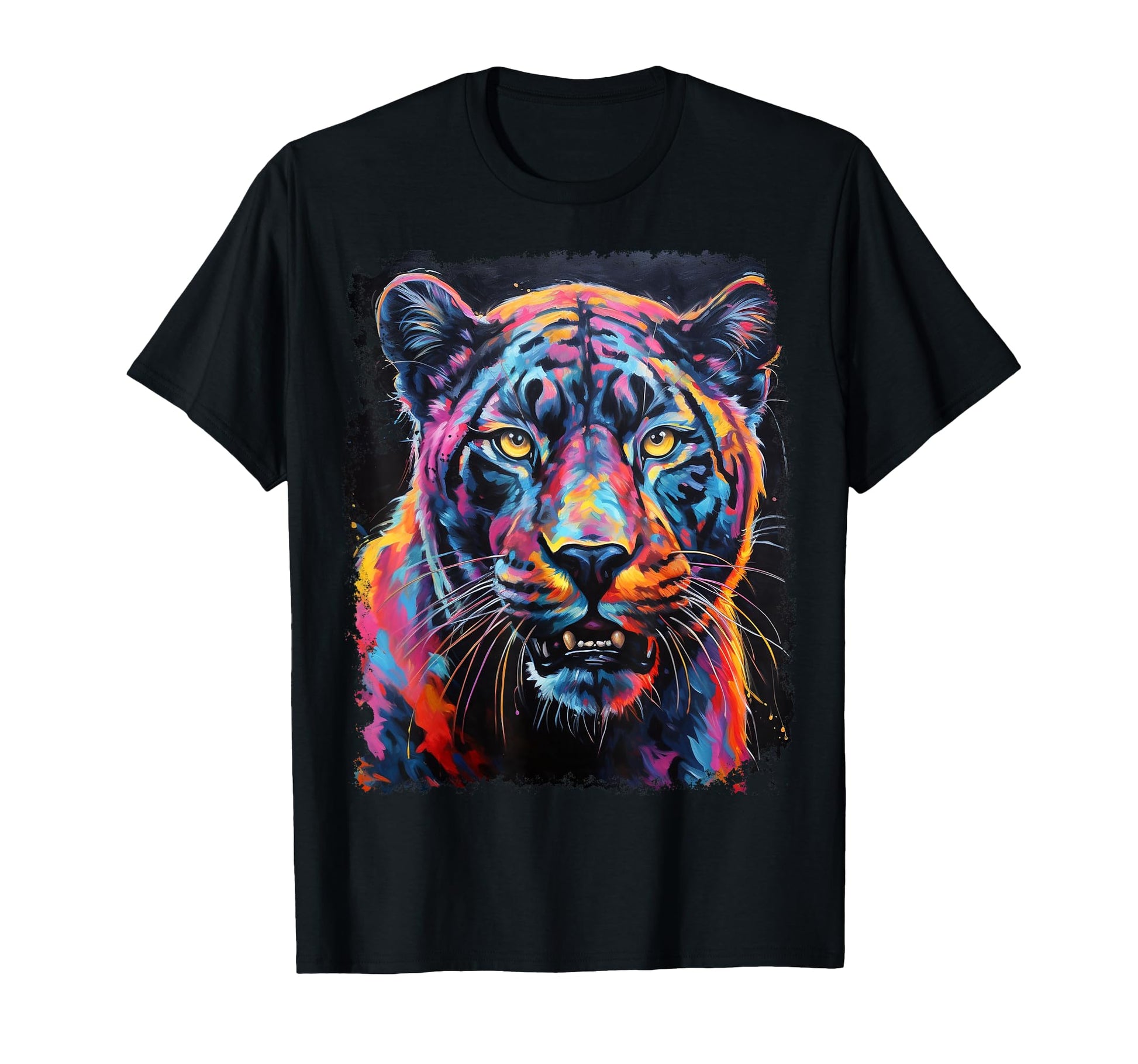 Pop Art Rainbow Panther Black T-Shirt - Aesthetic Graphic Unisex - T-Shirt, Sweatshirt, Hoodie