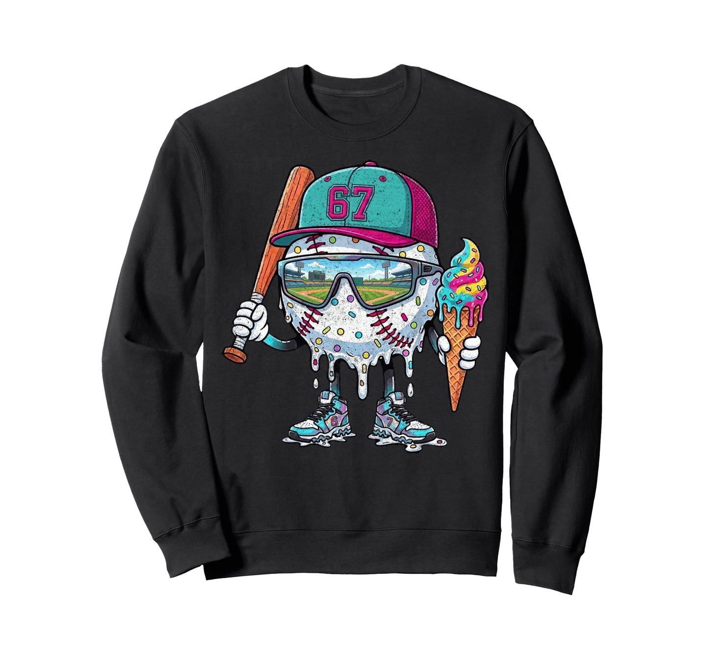 Baseball Drip Ice Cream 67 Gifts T-Shirt - Streetwear Style Men Women - T-Shirt, Sweatshirt, Hoodie