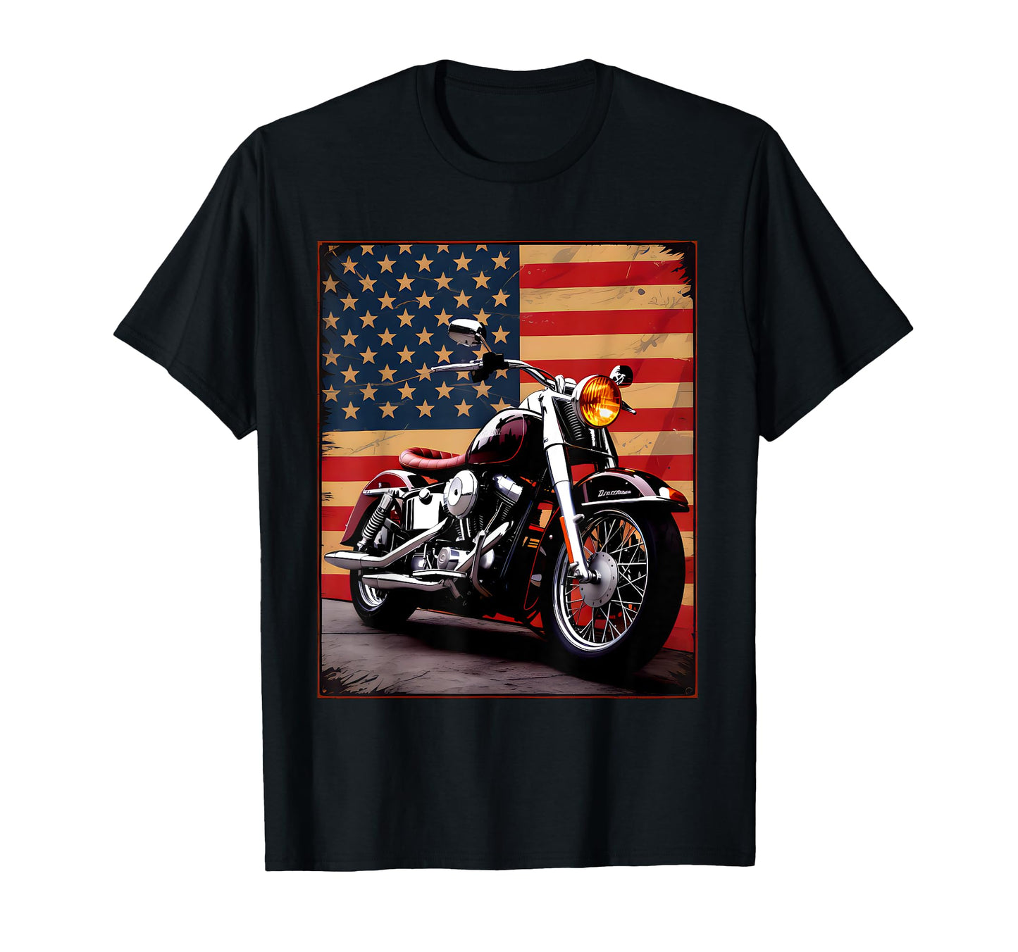 Motorcycle American Usa Flag Biker Dad T-Shirt - Unique Graphic for Adults - T-Shirt, Sweatshirt, Hoodie