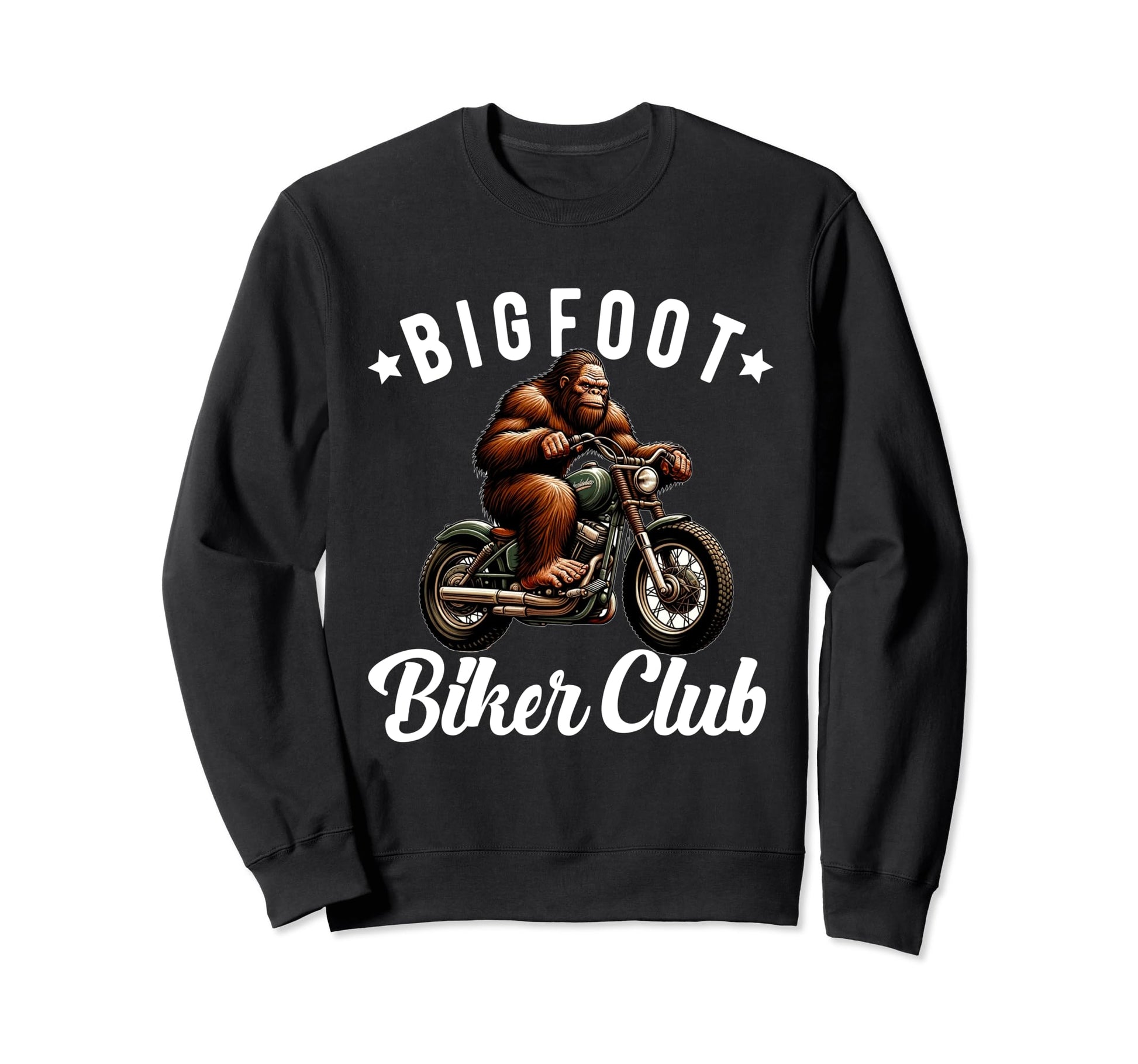 Motorcycle Bigfoot Sasquatch Sweatshirt - Fun Novelty Design for Adults - T-Shirt, Sweatshirt, Hoodie
