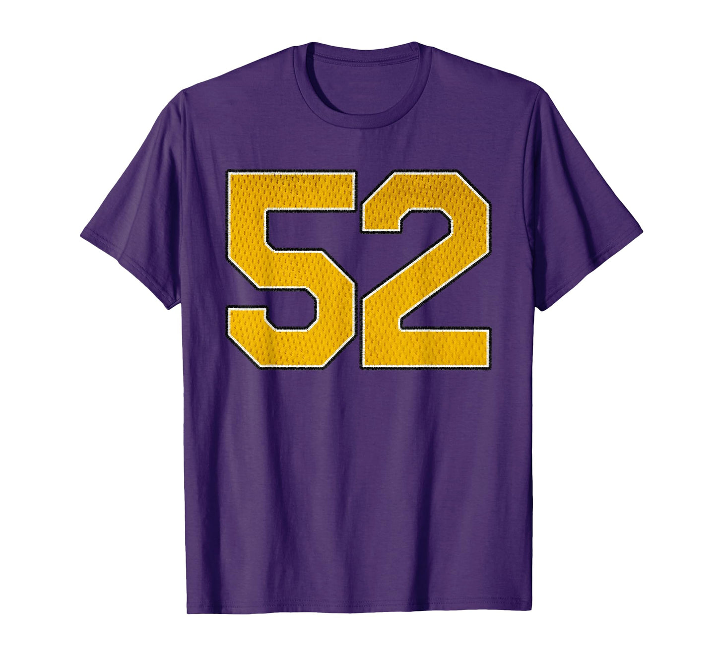 Gold Number 52 Athlete Sports Jersey T-Shirt - Minimalist Print for Adults - T-Shirt, Sweatshirt, Hoodie