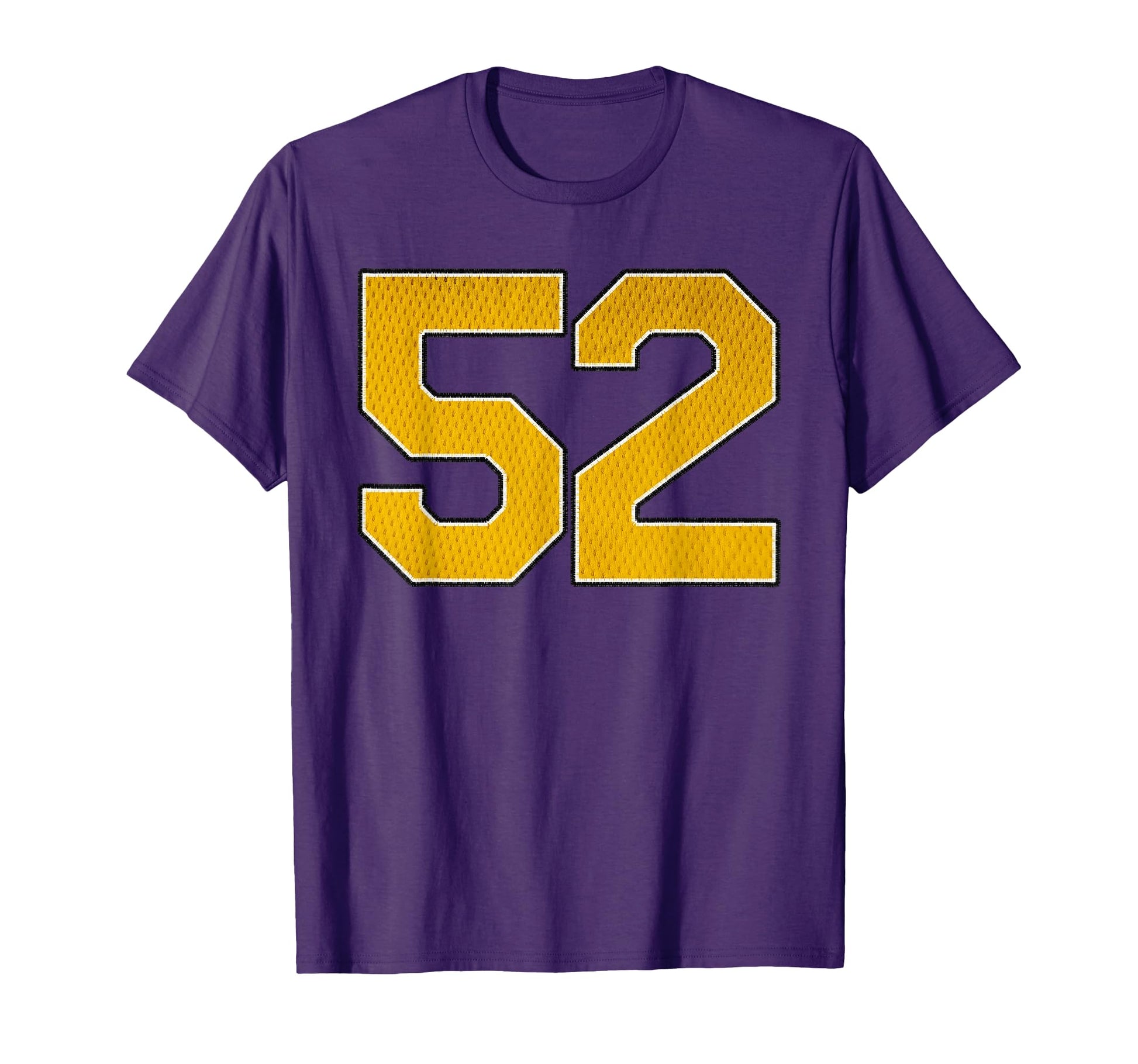 Gold Number 52 Athlete Sports Jersey T-Shirt - Minimalist Print for Adults - T-Shirt, Sweatshirt, Hoodie