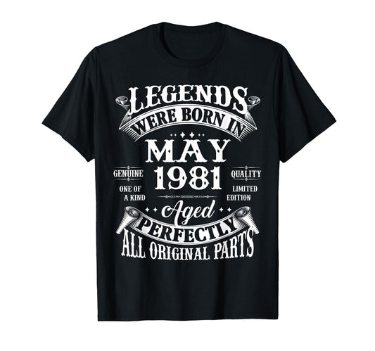 45Th Birthday Gift Legend Born May 1981 T-Shirt - Graphic Print Men Women - T-Shirt, Sweatshirt, Hoodie