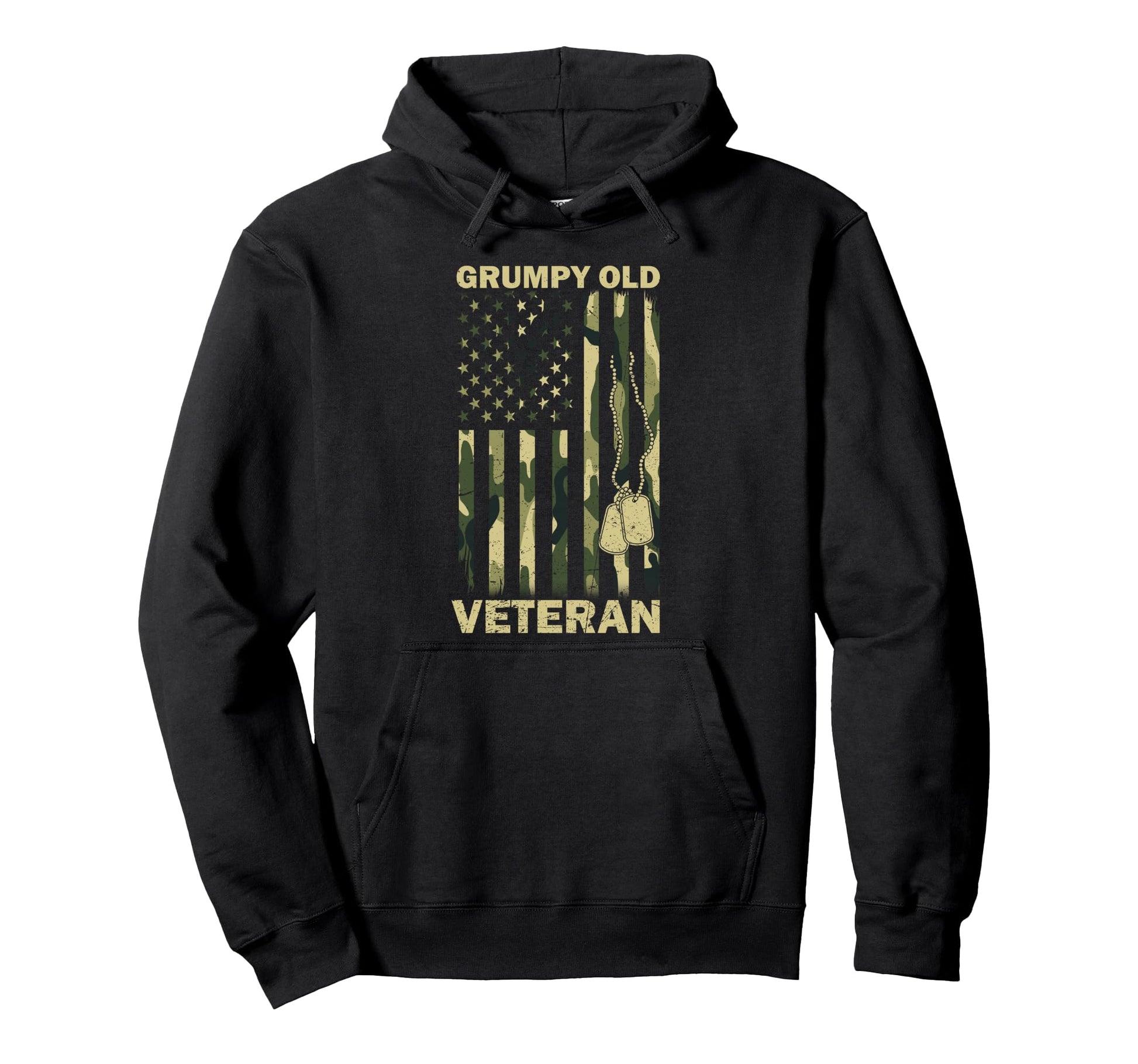 Patriotic Grumpy Old Veteran Distressed Hoodie - Unique Graphic Men Women - T-Shirt, Sweatshirt, Hoodie