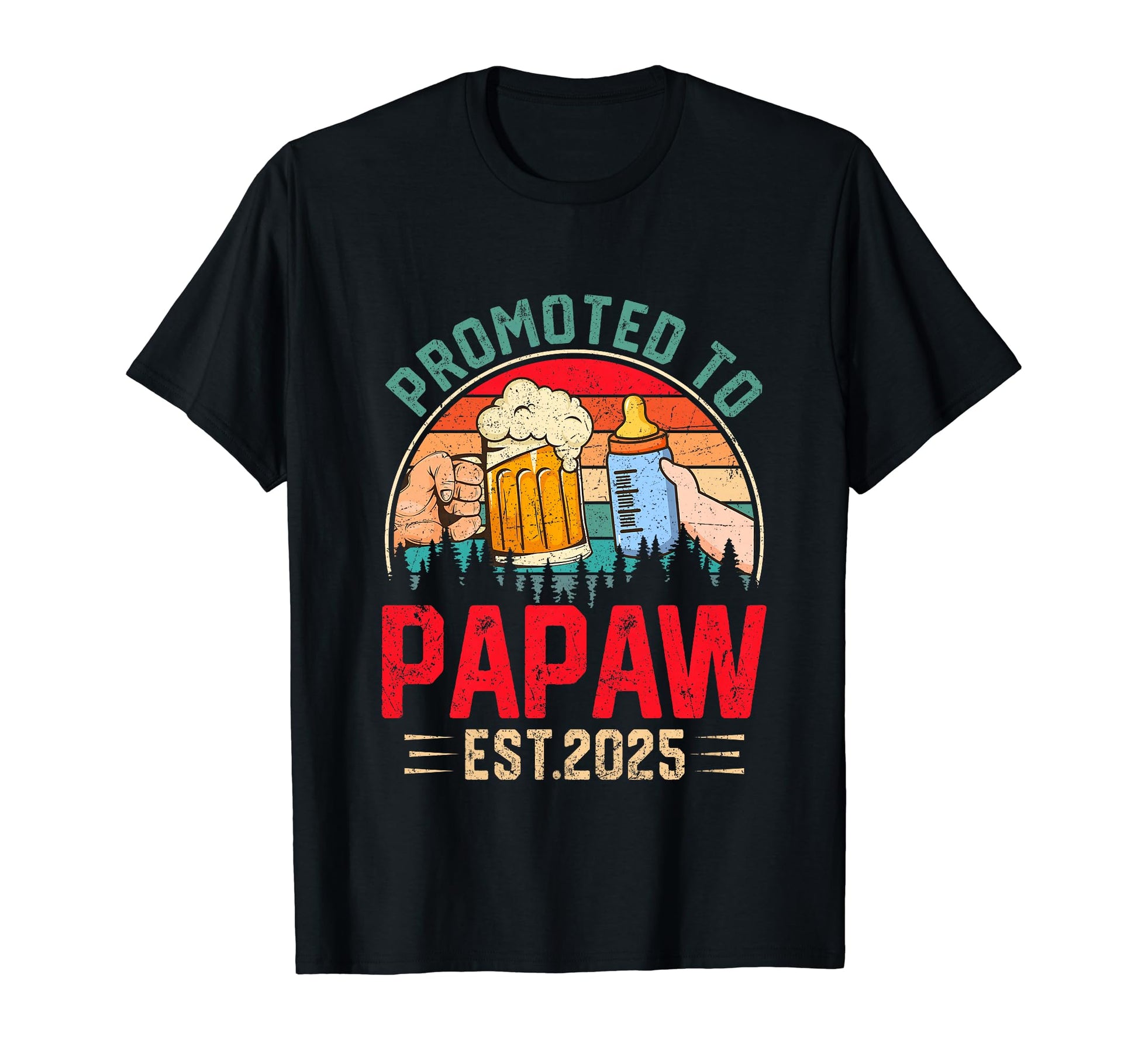 Grandpa To Be Promoted To Papaw Est T-Shirt - Aesthetic Graphic for Adults - T-Shirt, Sweatshirt, Hoodie