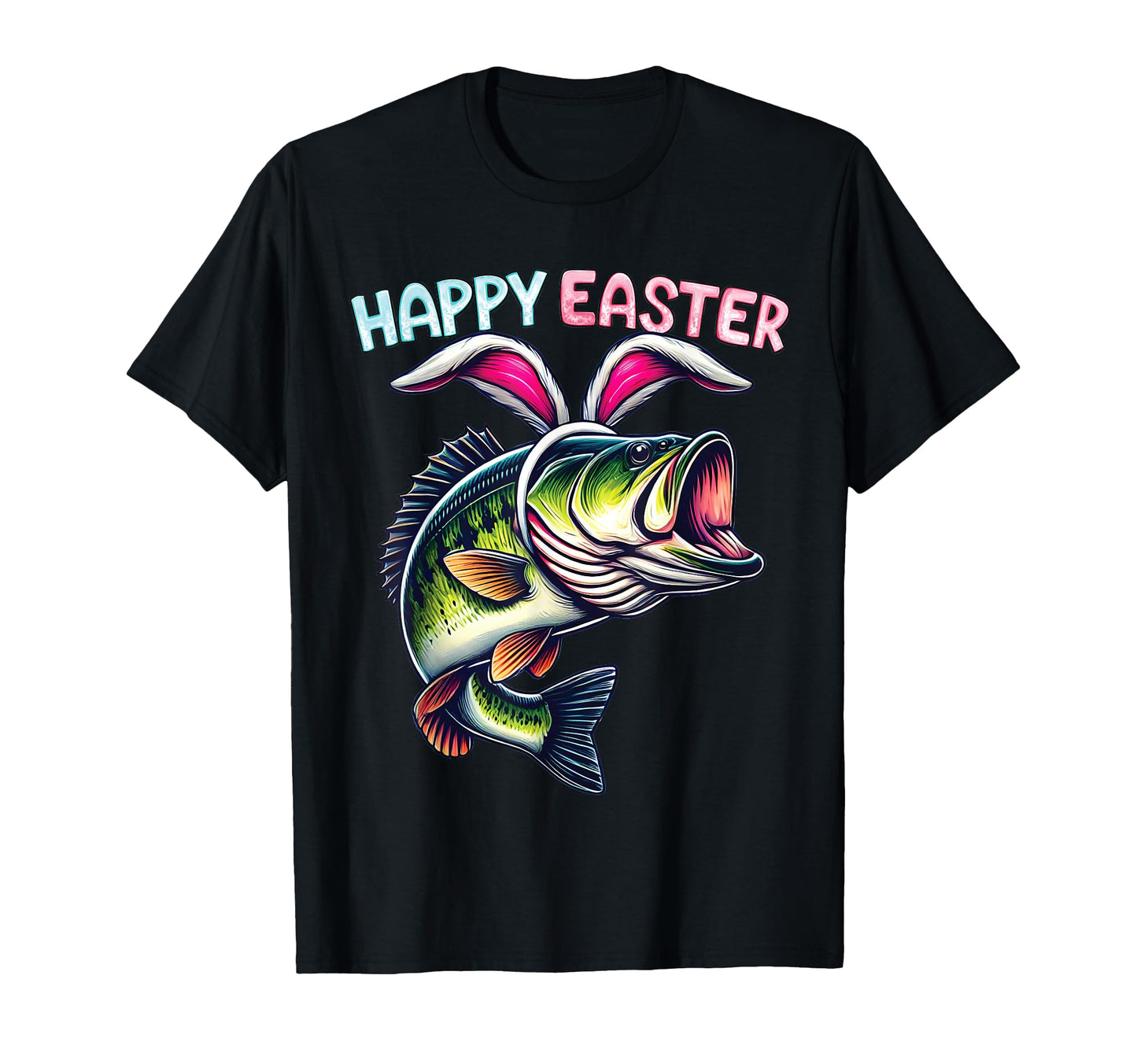 Fisherman Bunny Ears Funny Fish Easter T-Shirt - Graphic Print Unisex - T-Shirt, Sweatshirt, Hoodie