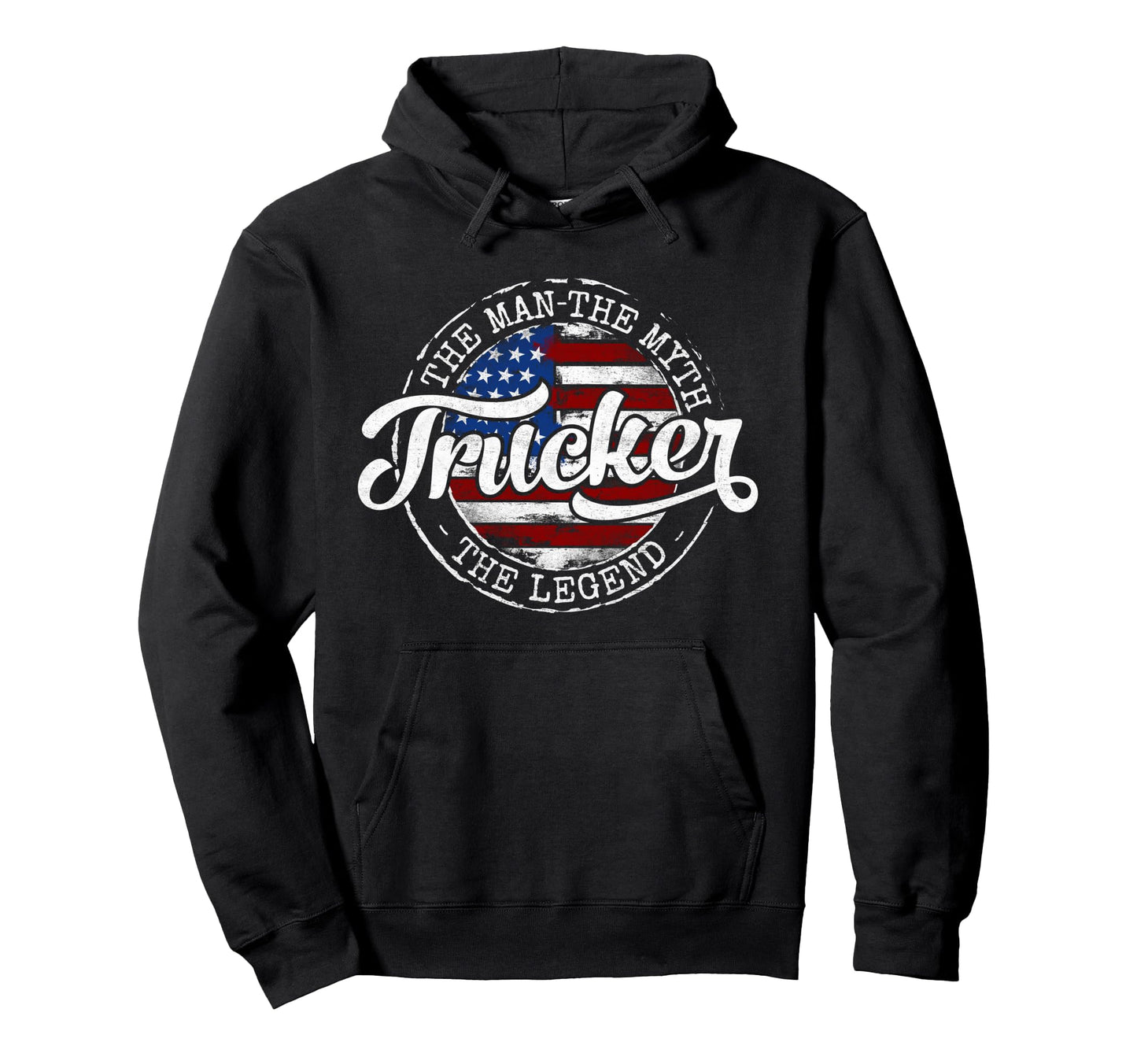 Trucker Myth Legend Usa Flag Stamp Hoodie - Custom Art Print for Adults - T-Shirt, Sweatshirt, Hoodie