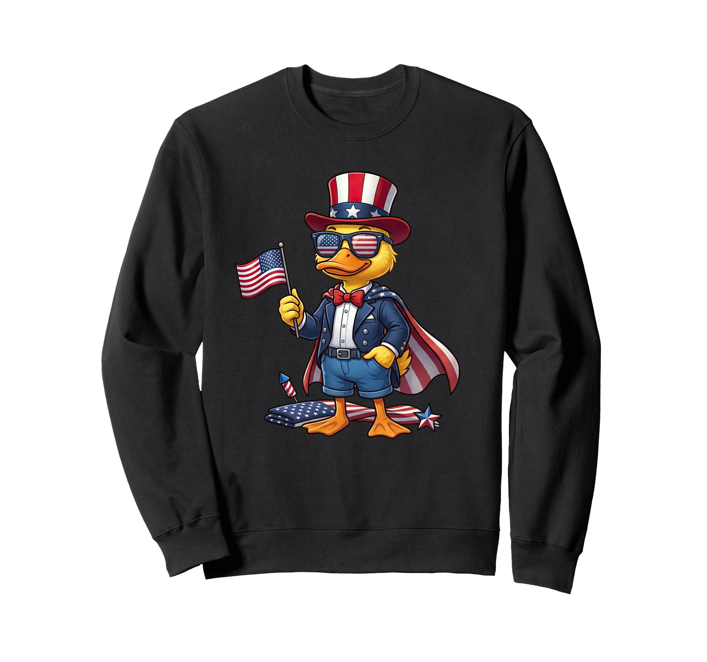 Funny Duck American Usa Flag Sweatshirt - Trendy Graphic for Adults - T-Shirt, Sweatshirt, Hoodie
