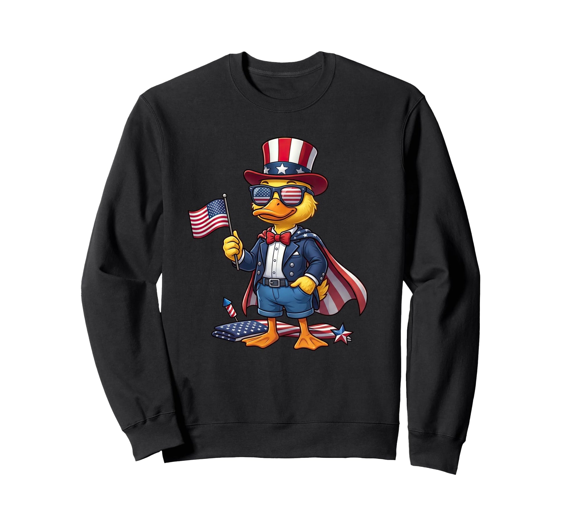 Funny Duck American Usa Flag Sweatshirt - Trendy Graphic for Adults - T-Shirt, Sweatshirt, Hoodie
