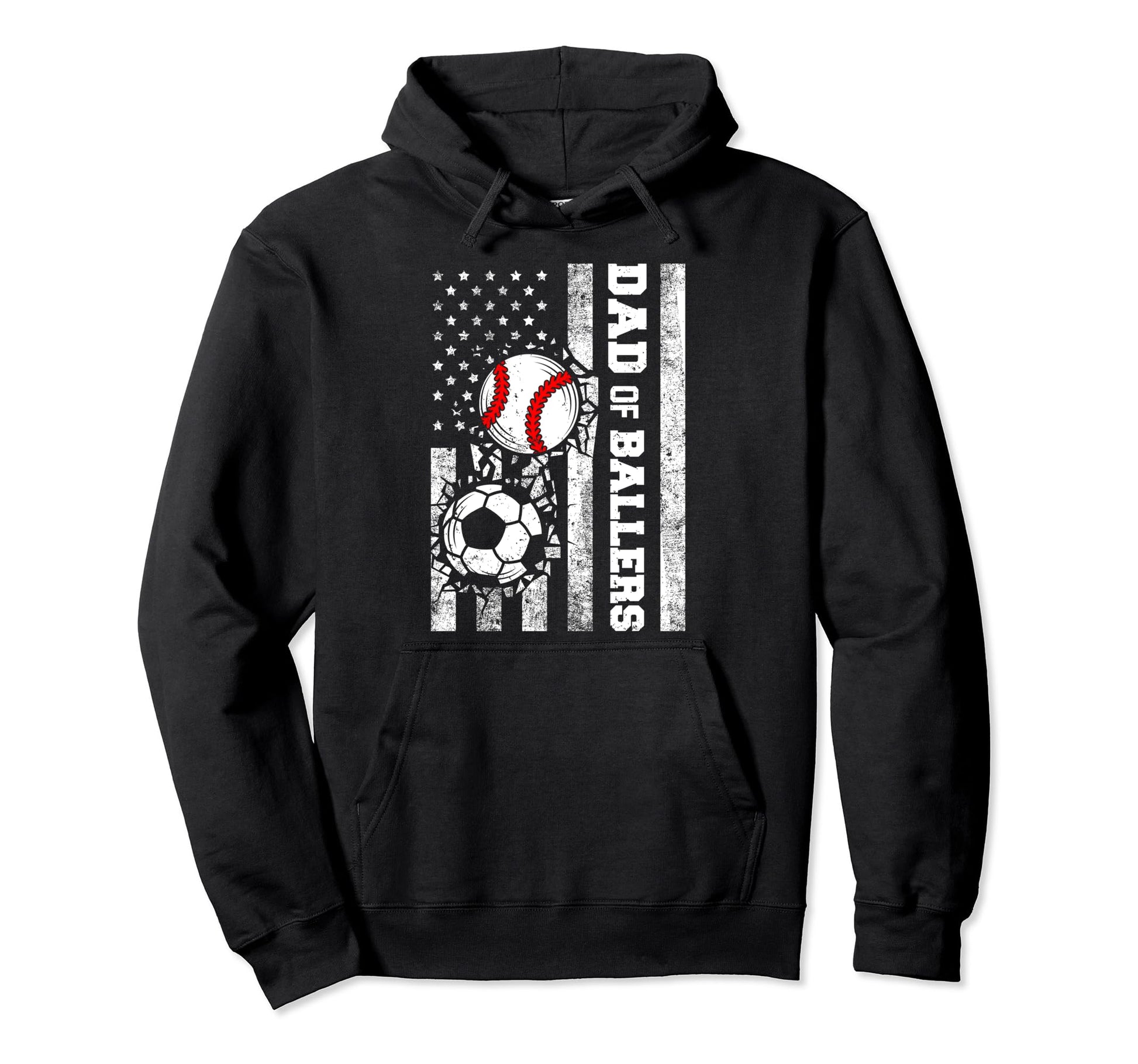 Dad Ballers Funny Usa Flag Soccer Hoodie - Graphic Print for Adults - T-Shirt, Sweatshirt, Hoodie