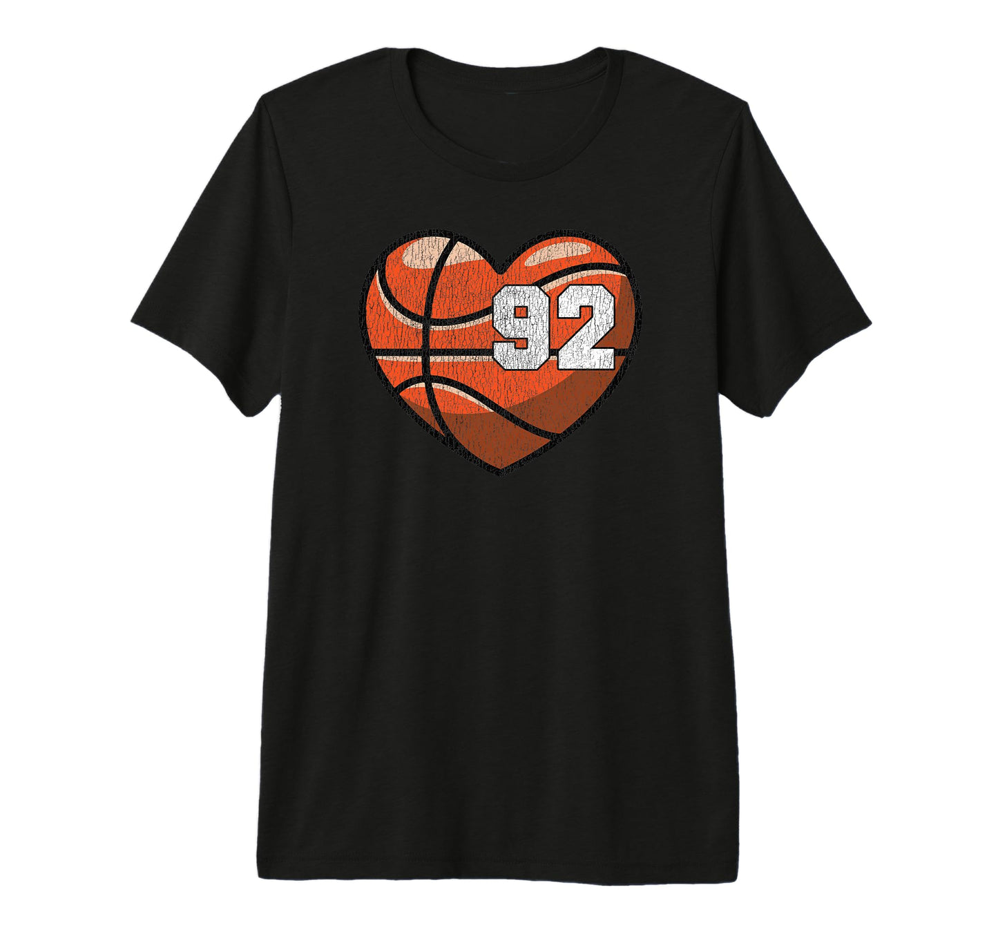 Basketball Number 92 Distressed Heart T-Shirt - Novelty Apparel Men Women - T-Shirt, Sweatshirt, Hoodie