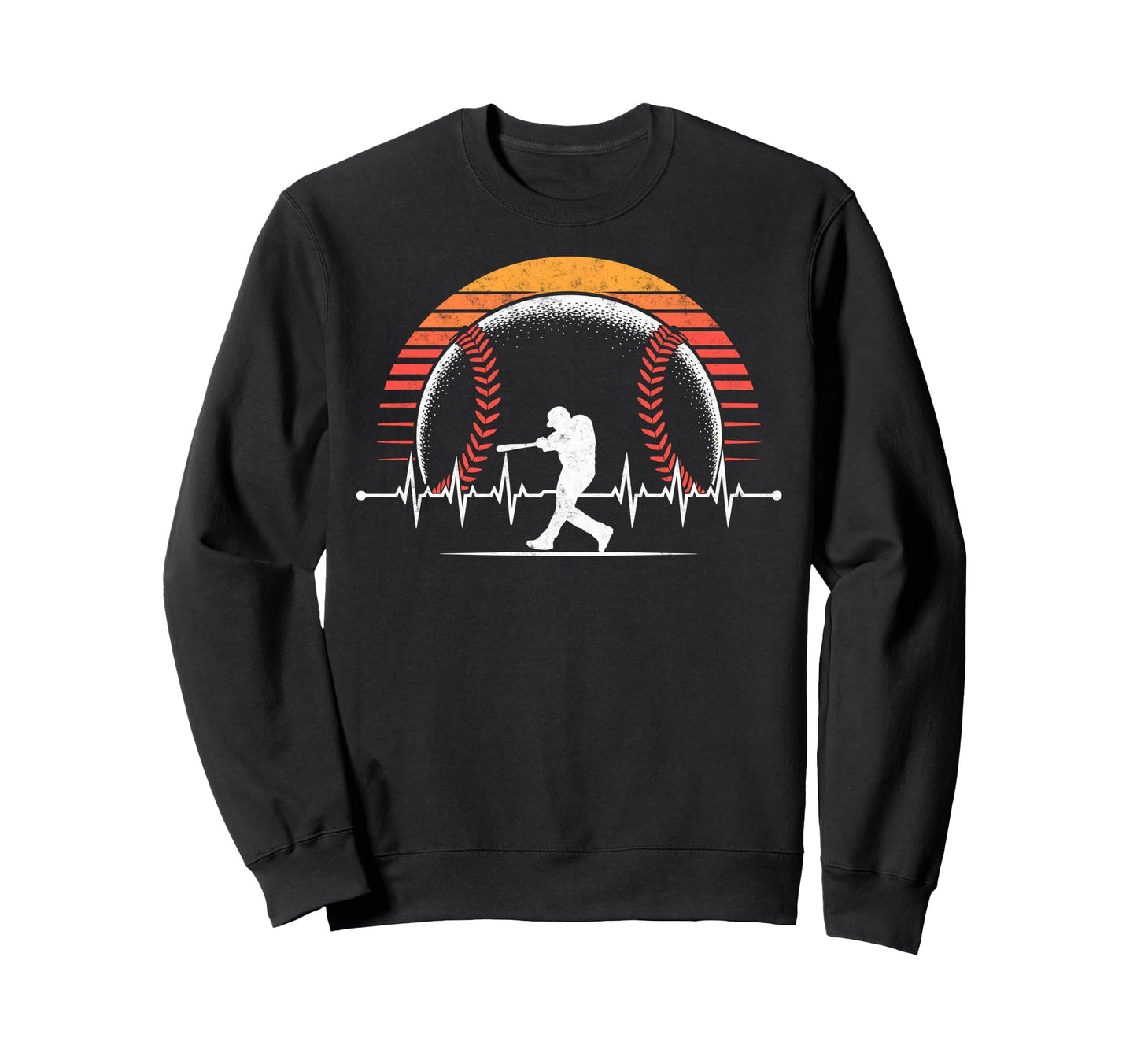 Baseball Player Heartbeat Sweatshirt - Casual Everyday Wear Men Women - T-Shirt, Sweatshirt, Hoodie