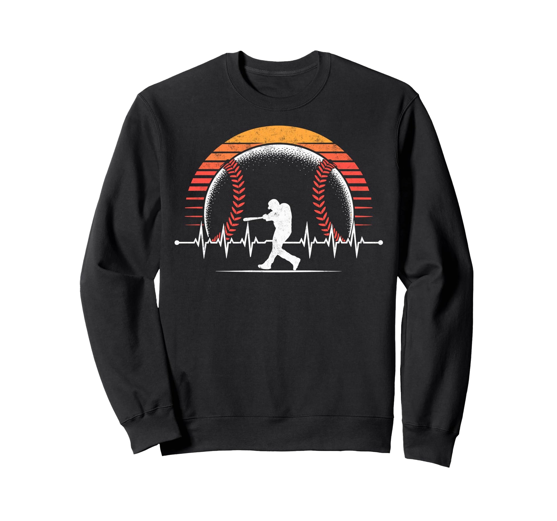 Baseball Player Heartbeat Sweatshirt - Casual Everyday Wear Men Women - T-Shirt, Sweatshirt, Hoodie