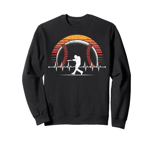Baseball Player Heartbeat Sweatshirt - Casual Everyday Wear Men Women - T-Shirt, Sweatshirt, Hoodie