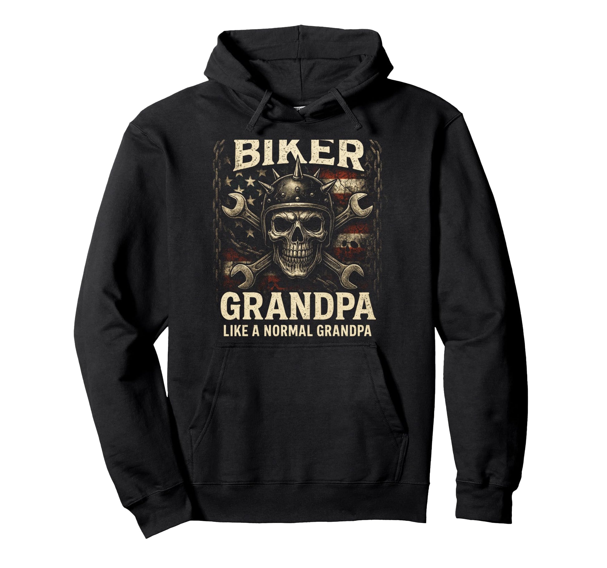 Im Biker Grandpa Skull Rebel Hoodie - Graphic Print Men Women - T-Shirt, Sweatshirt, Hoodie