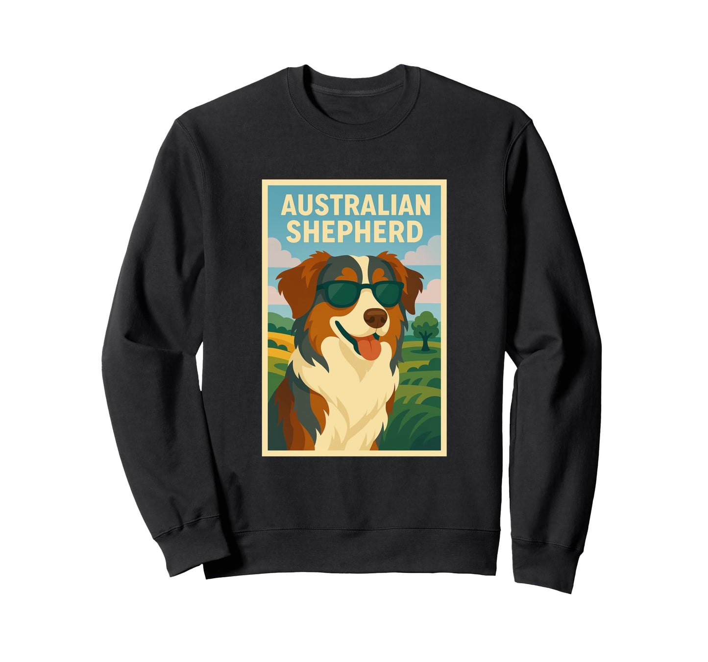 Australian Shepherd Art Minimalist Sweatshirt - Custom Art Print Men Women - T-Shirt, Sweatshirt, Hoodie