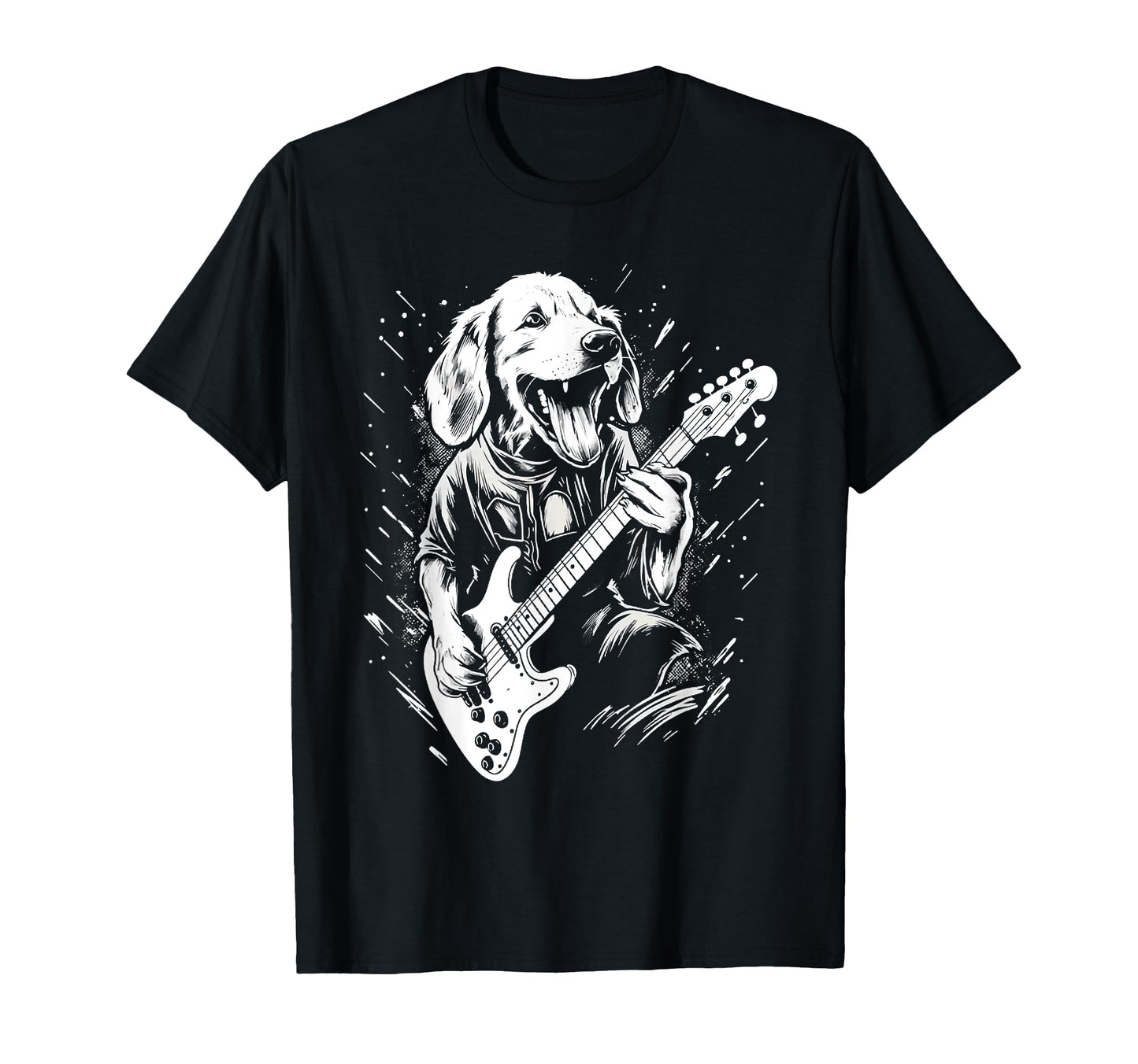 Dog Playing Bass Guitar Animal Playing T-Shirt - Trendy Graphic for Adults - T-Shirt, Sweatshirt, Hoodie