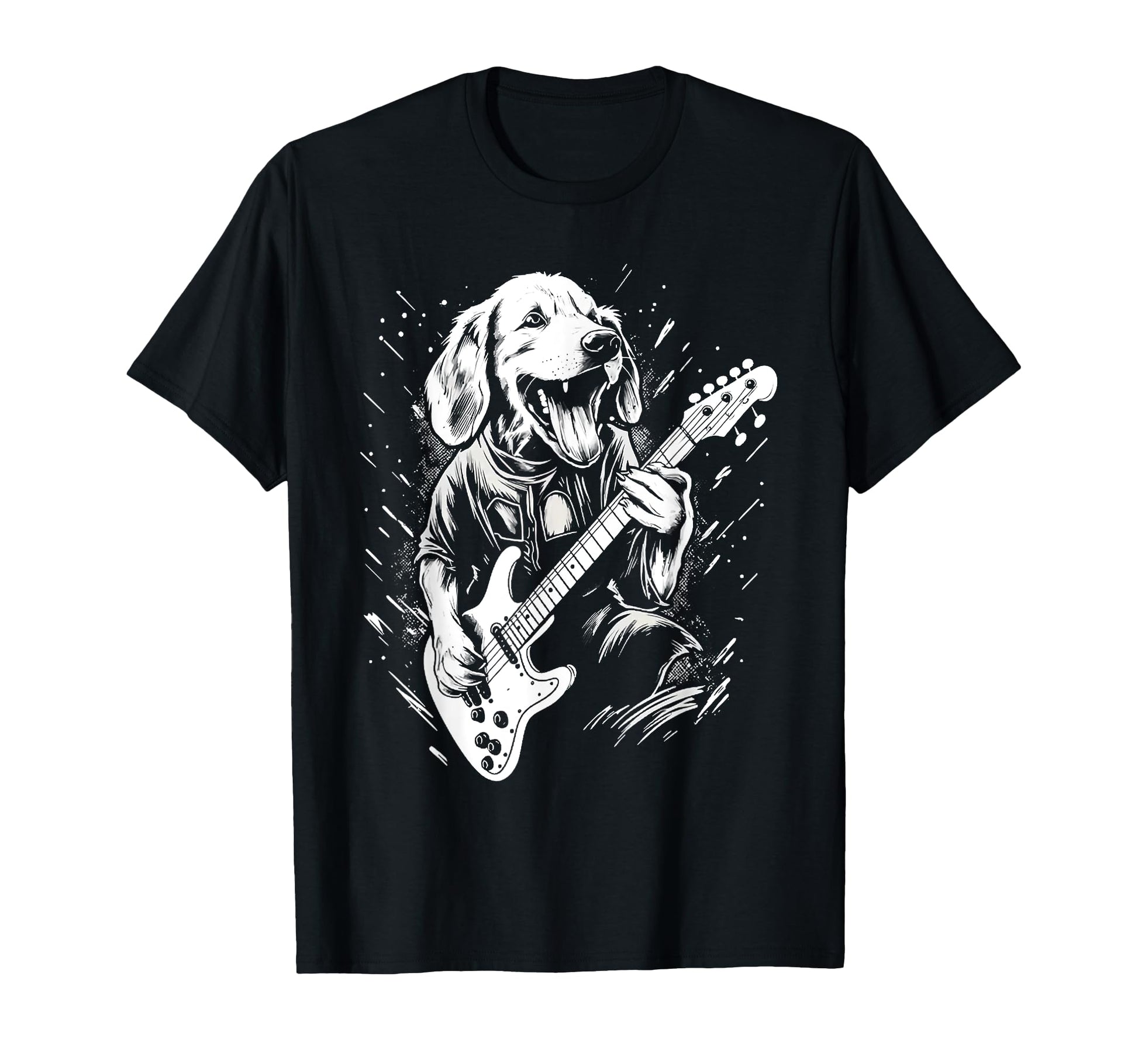 Dog Playing Bass Guitar Animal Playing T-Shirt - Trendy Graphic for Adults - T-Shirt, Sweatshirt, Hoodie