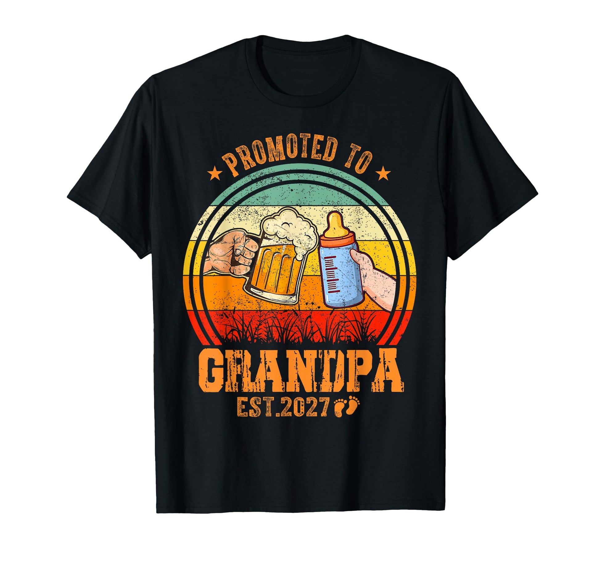 Promoted To Grandpa Est 2027 New Dad T-Shirt - Novelty Apparel Unisex - T-Shirt, Sweatshirt, Hoodie