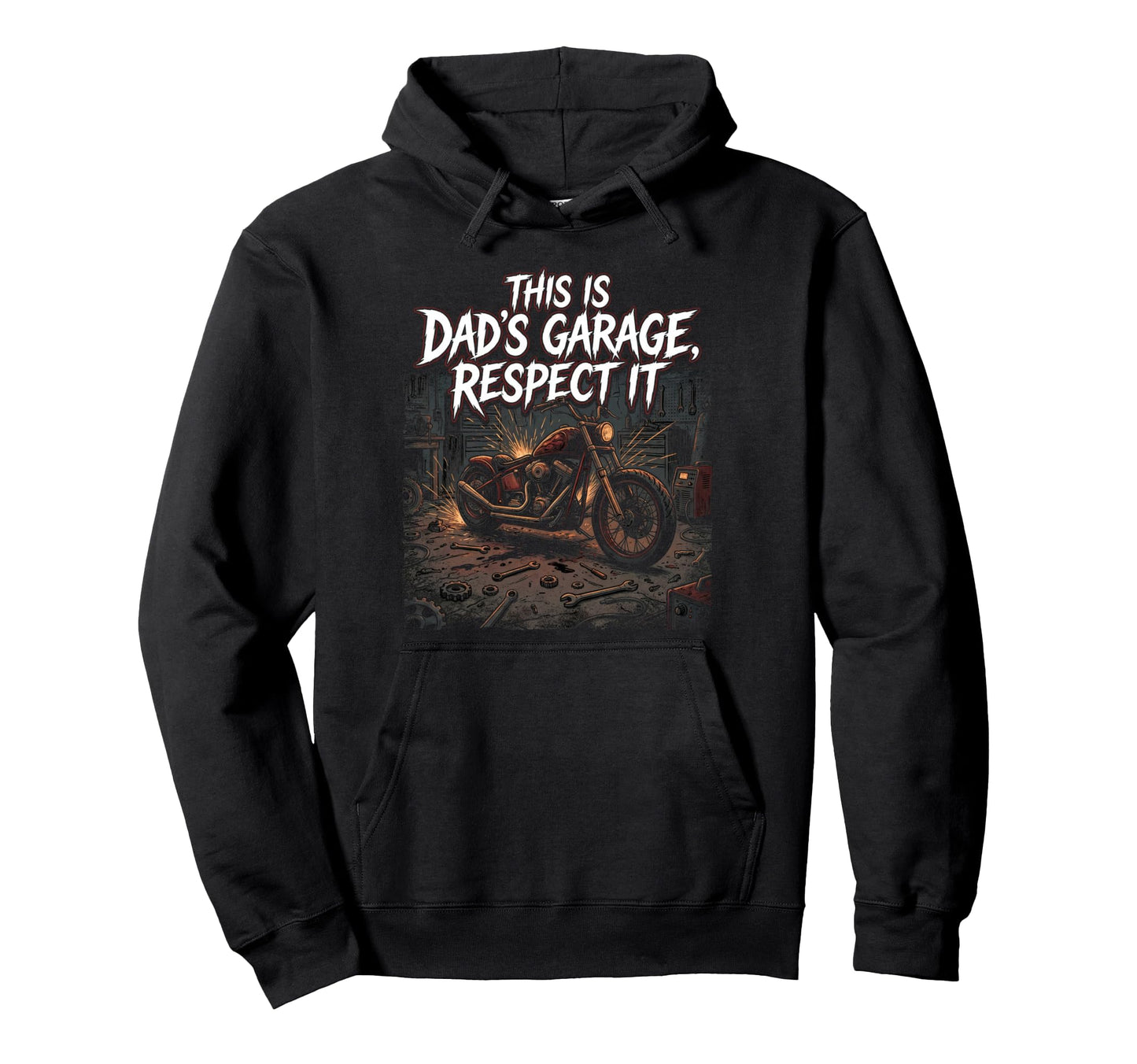 Garage Motorcycle Papa Rider Biker Dad Gift Hoodie - Unique Graphic Unisex - T-Shirt, Sweatshirt, Hoodie