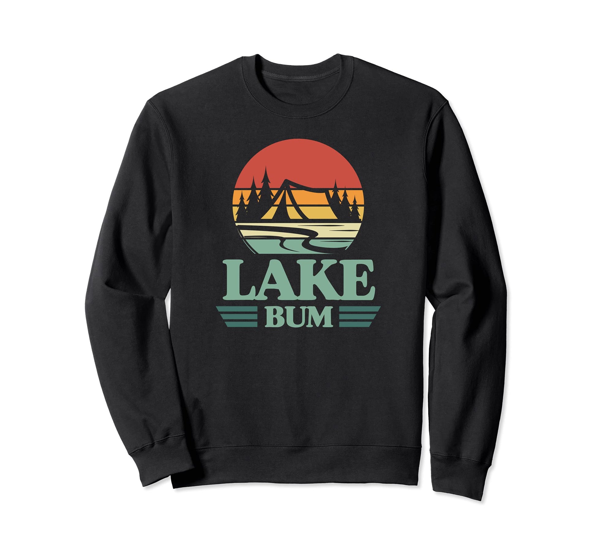 Lake Bum Camping Tent Sunset Lake Sweatshirt - Aesthetic Graphic Unisex - T-Shirt, Sweatshirt, Hoodie