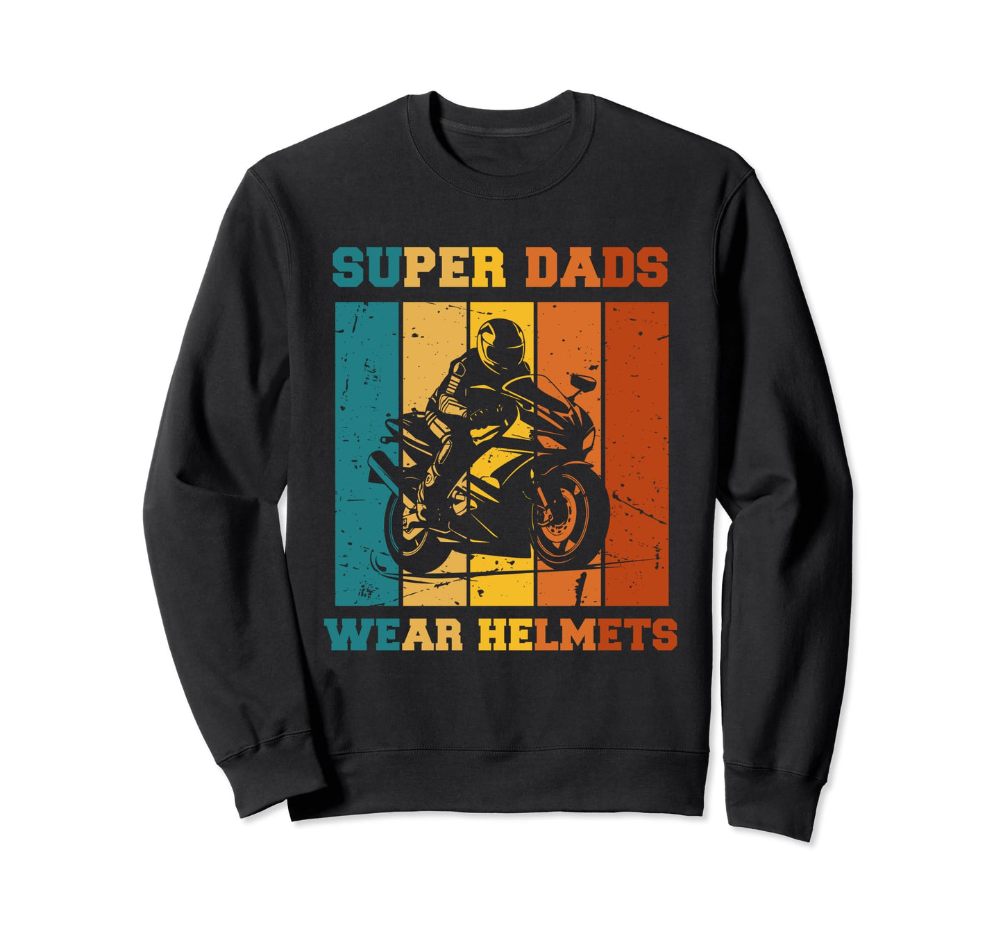 Super Dads Wear Helmets Biker Sweatshirt - Minimalist Print for Adults - T-Shirt, Sweatshirt, Hoodie
