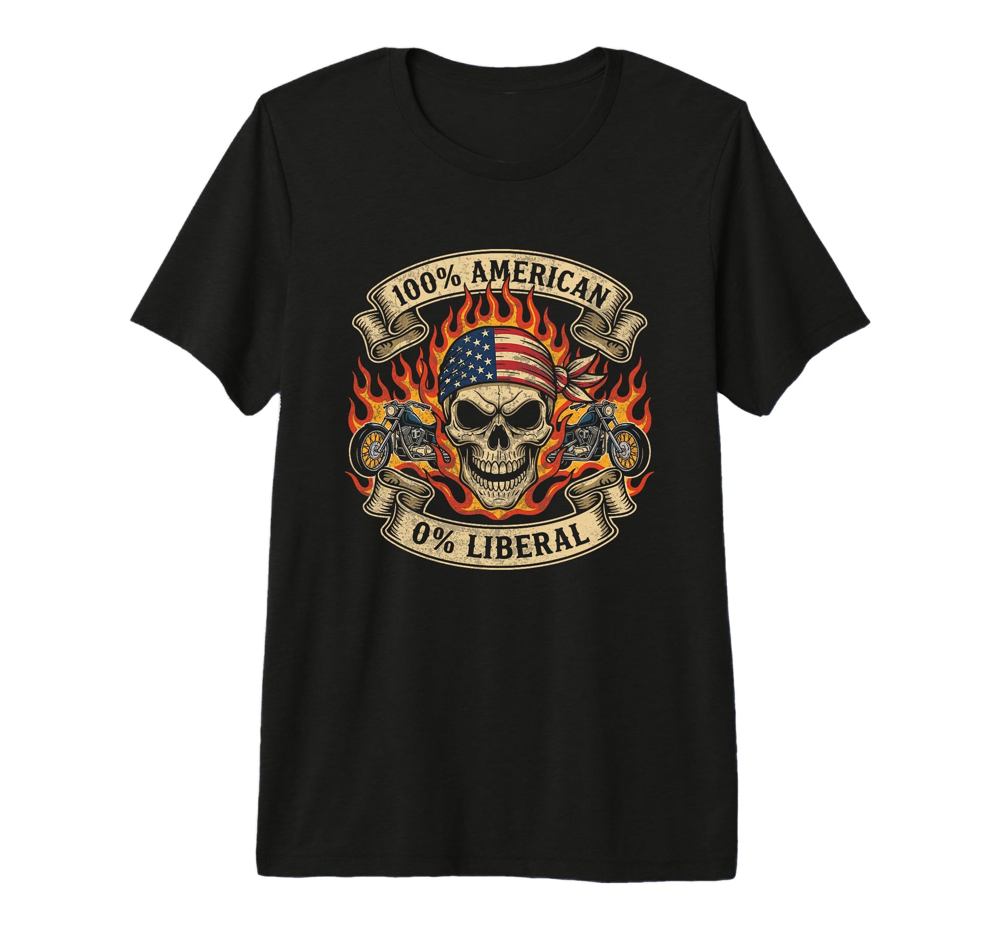 Patriotic Motorcycle Skull Rider Old T-Shirt - Casual Everyday Wear Unisex - T-Shirt, Sweatshirt, Hoodie