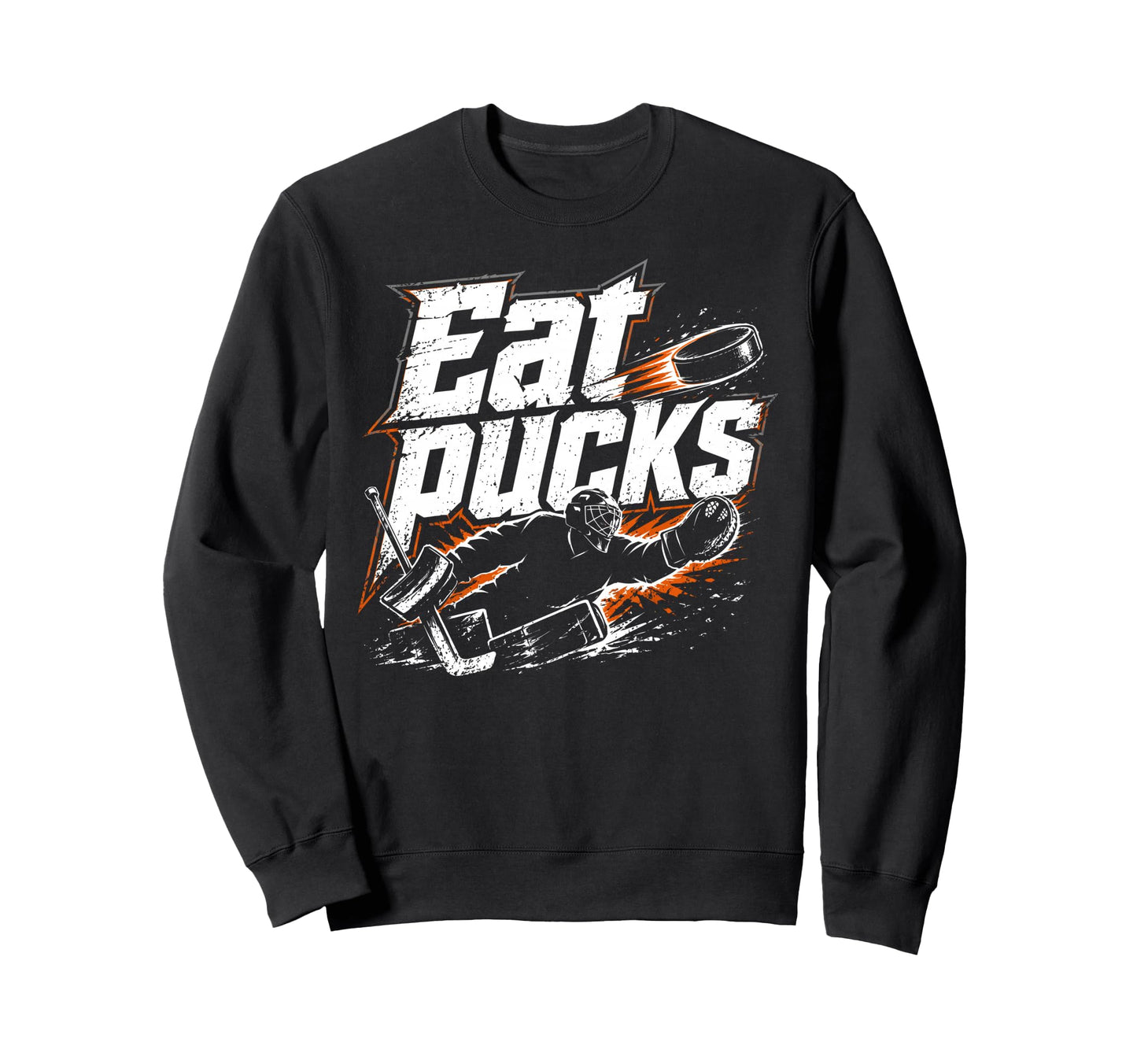 Ice Hockey Goalkeeper Pucks Goalie Sweatshirt - Unique Graphic Men Women - T-Shirt, Sweatshirt, Hoodie