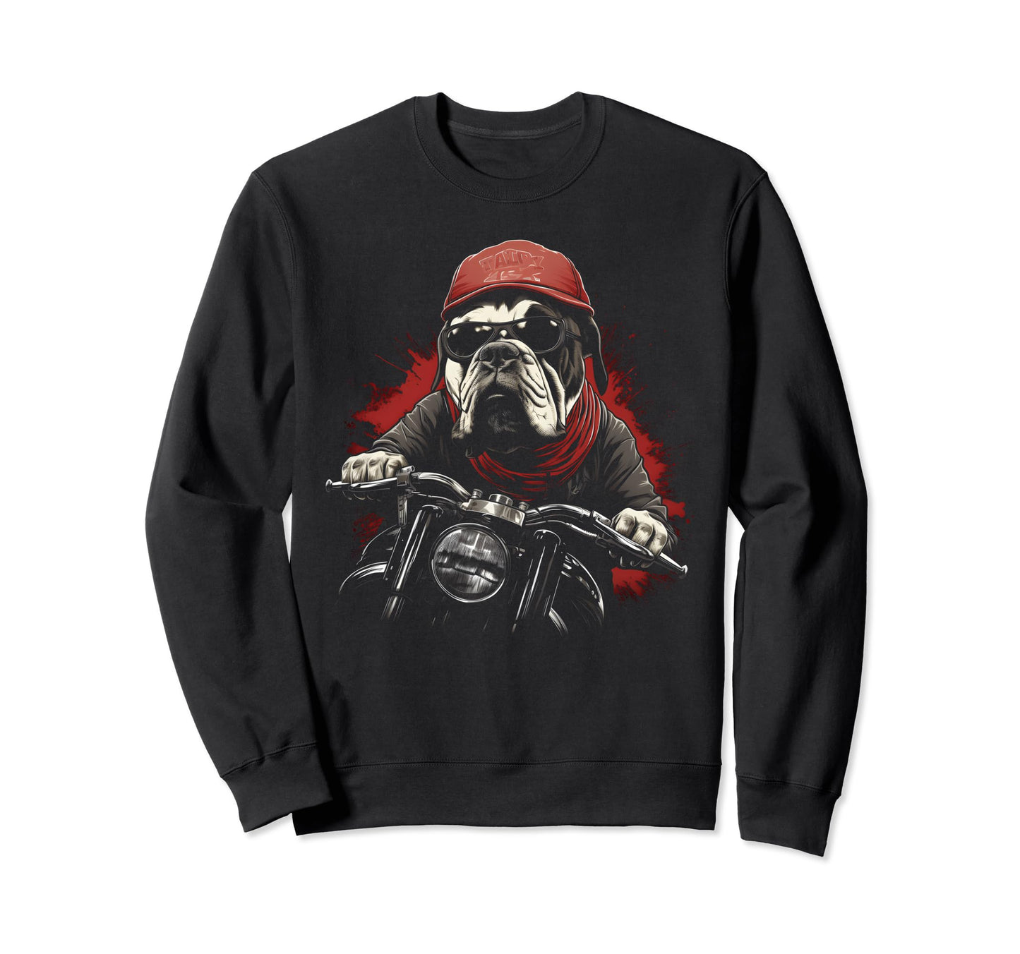 Motorcycle Dad Biker Dog Bulldog Sweatshirt - Fun Novelty Design Men Women - T-Shirt, Sweatshirt, Hoodie