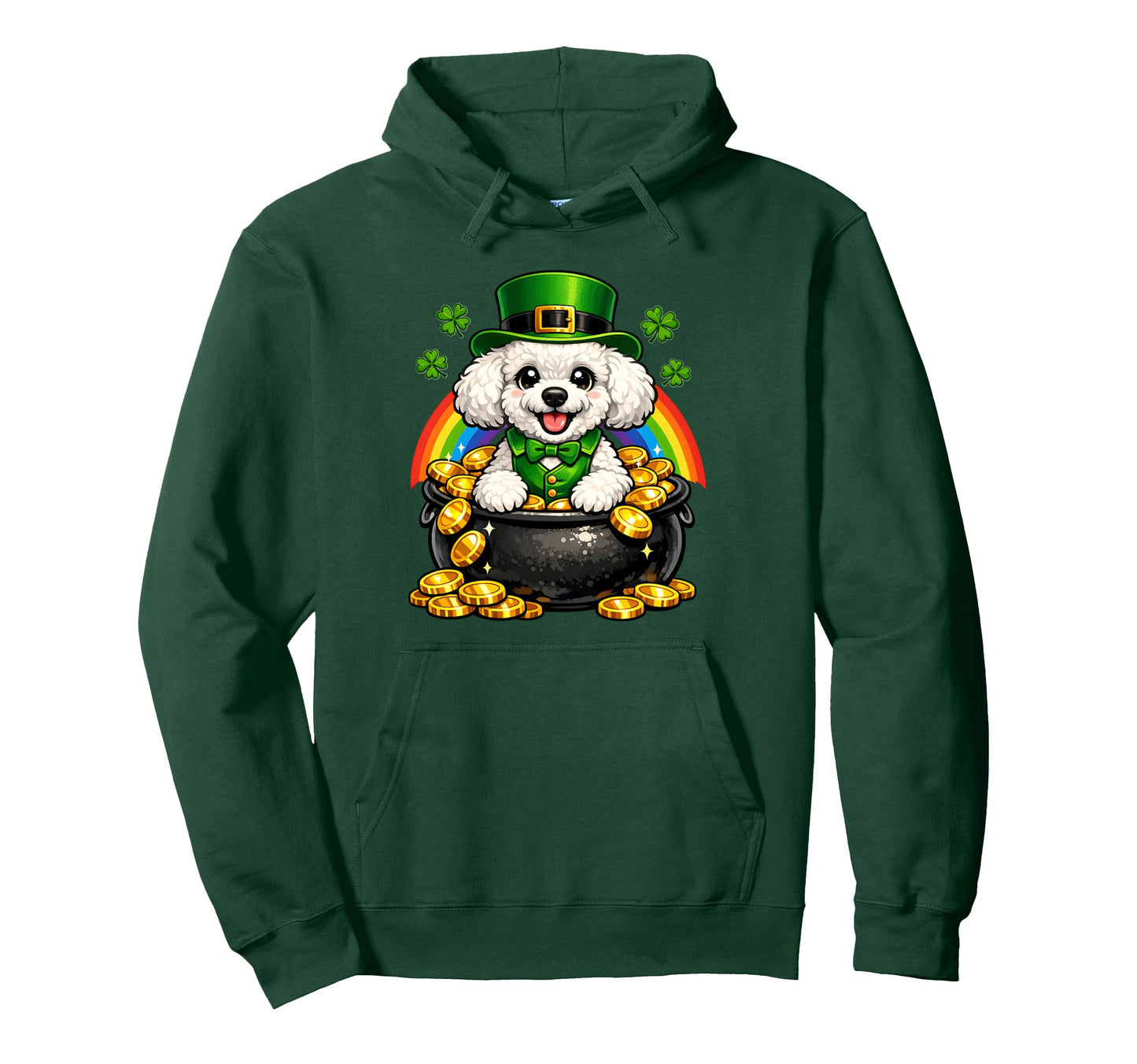 Happy Leprechaun Miniature Poodle Mini Hoodie - Minimalist Print Men Women - T-Shirt, Sweatshirt, Hoodie