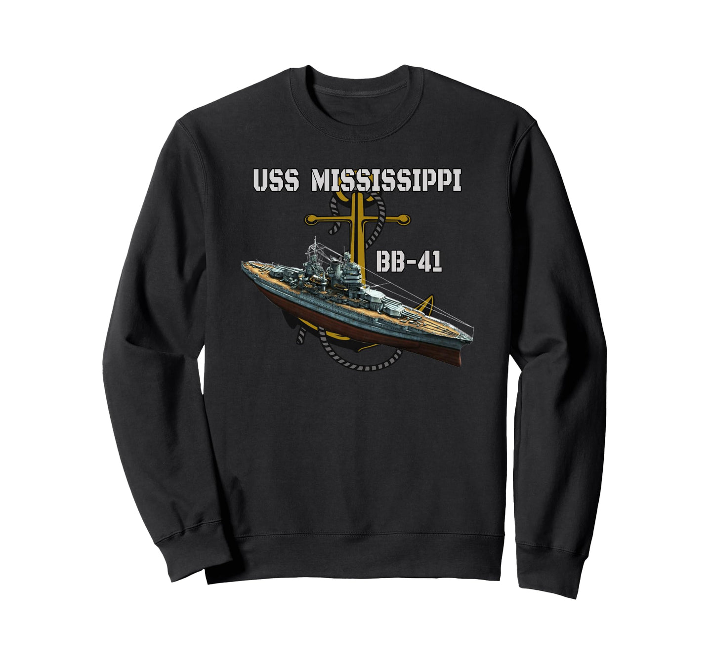 Uss Mississippi Bb 41 Battleship Sweatshirt - Minimalist Print Men Women - T-Shirt, Sweatshirt, Hoodie